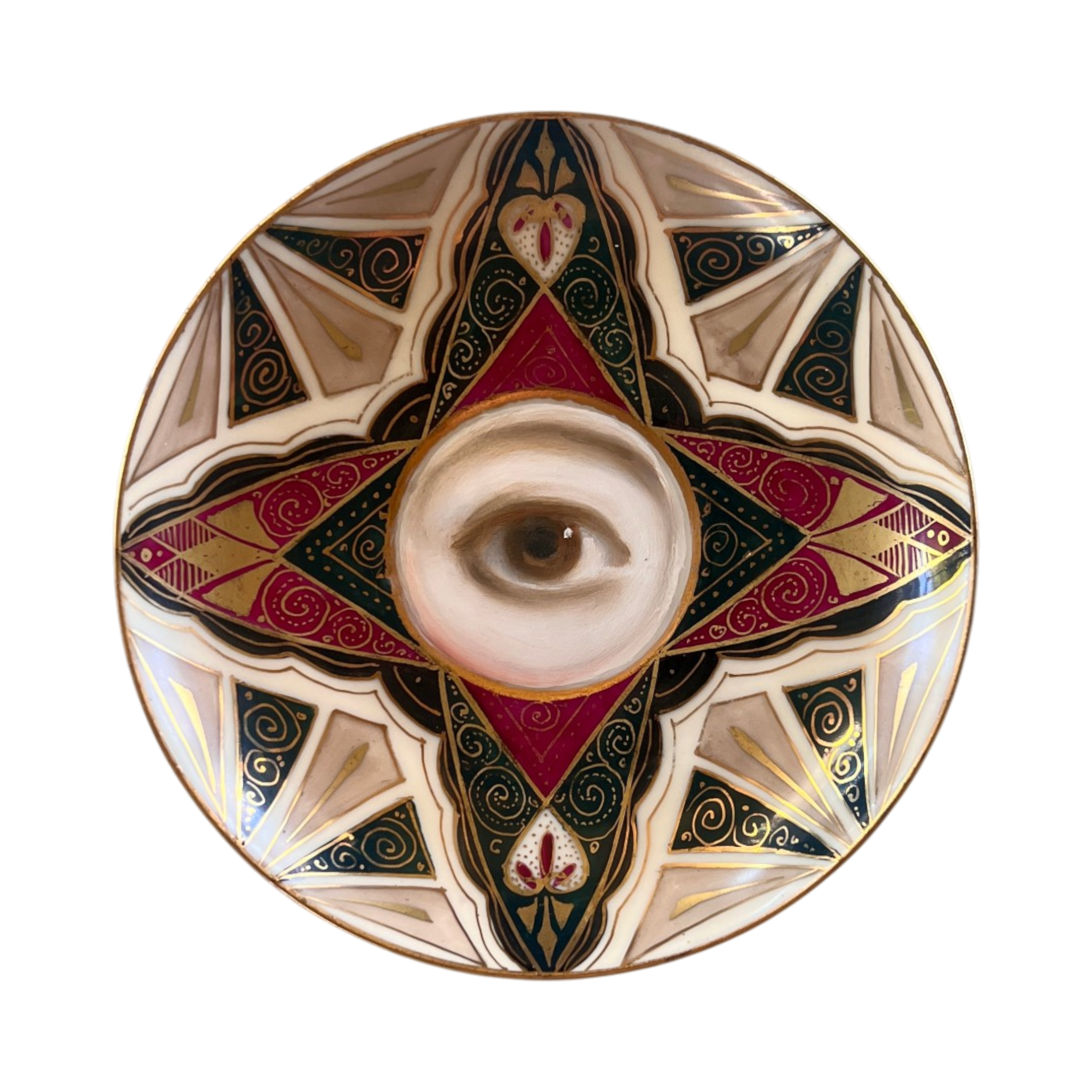 No. 3321 Lover's Eye Painting on an Art Deco Plate