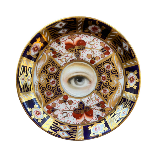 Lover's Eye Painting on an English Imari Plate