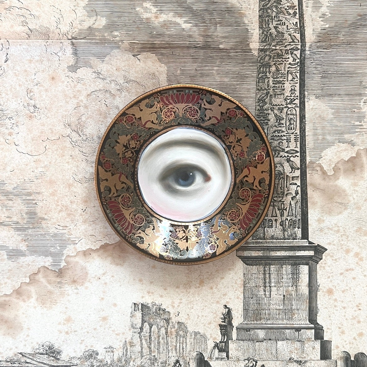 No. 3320 Lover's Eye Painting on a Gold Cherubs Plate