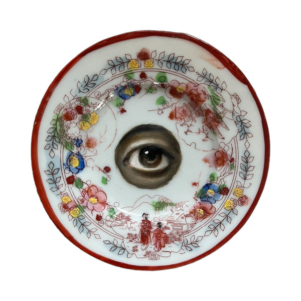 Lover's Eye Painting on a Japanese Geisha Girl Saucer