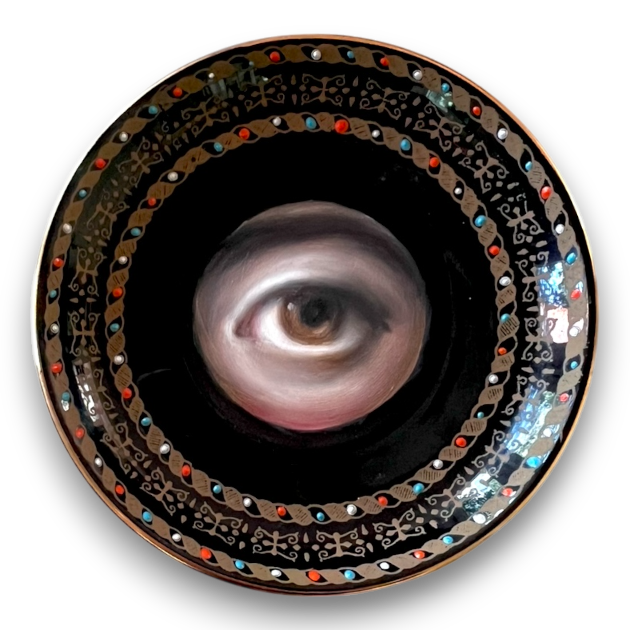 No. 2731 Lover's Eye Painting on a Mini English "Italian Border" Plate