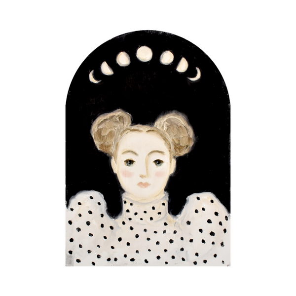 Storybook Portrait of Odile in Polka Dots Giclée Art Print (5"x7")