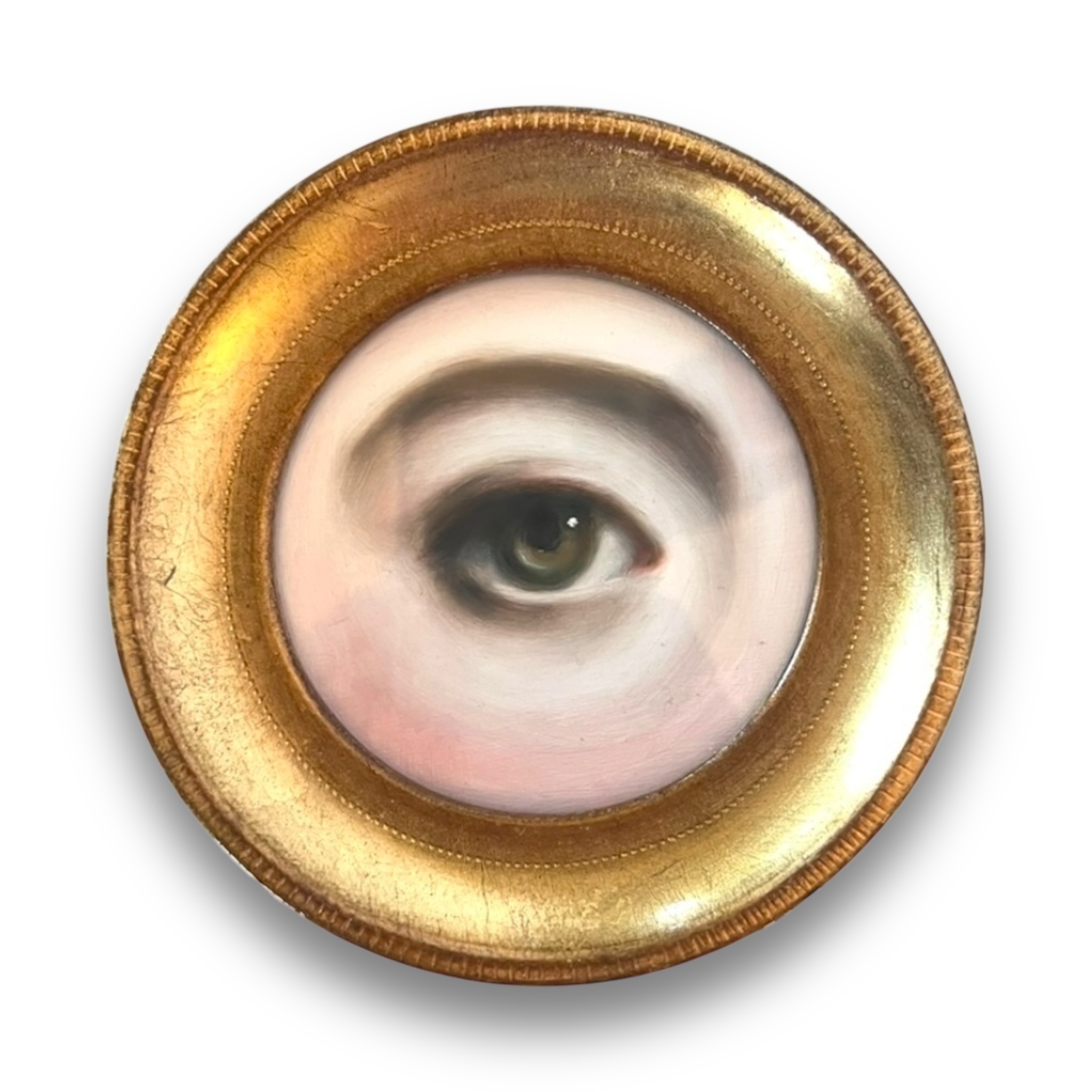 No. 2849 Lover's Eye Painting in an Italian Round Giltwood Frame (4 3/4")
