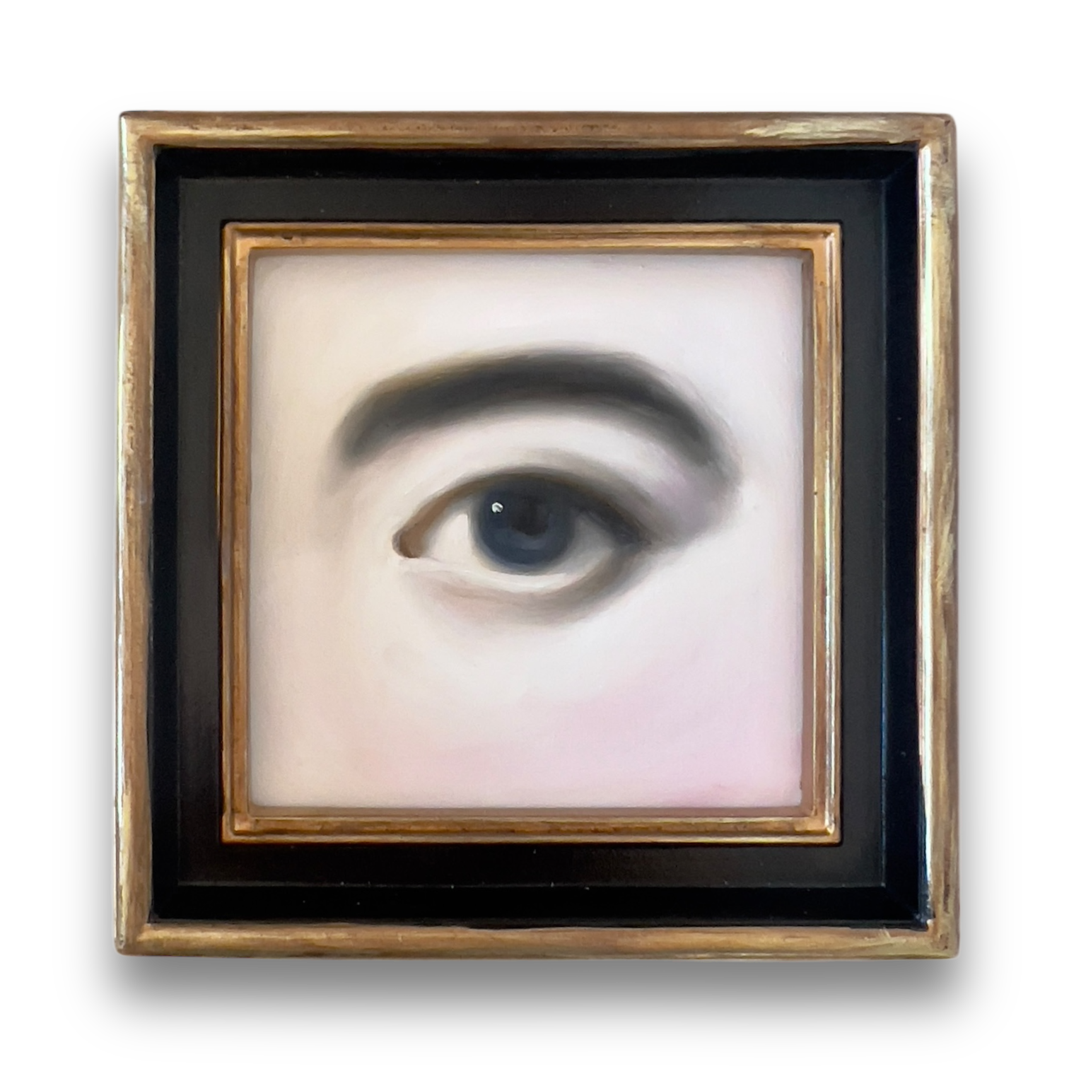 No. 2975 Lover's Eye Painting in a Black & Gold Square Frame