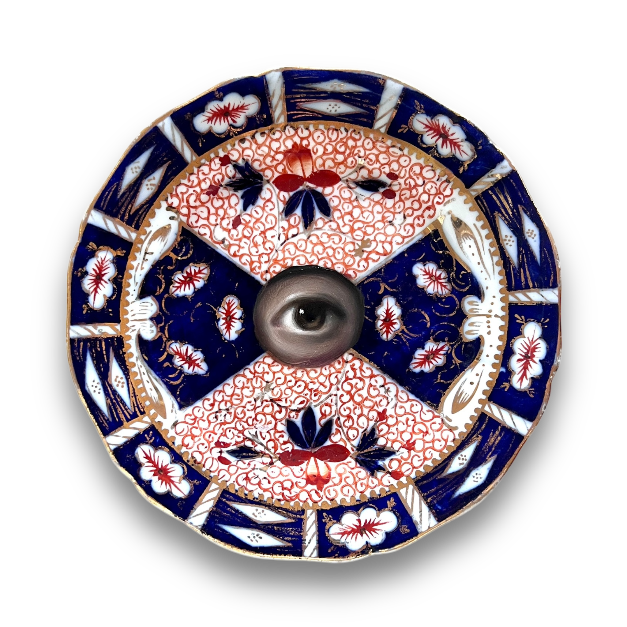 No. 3019 Lover's Eye Painting on an English Imari Plate