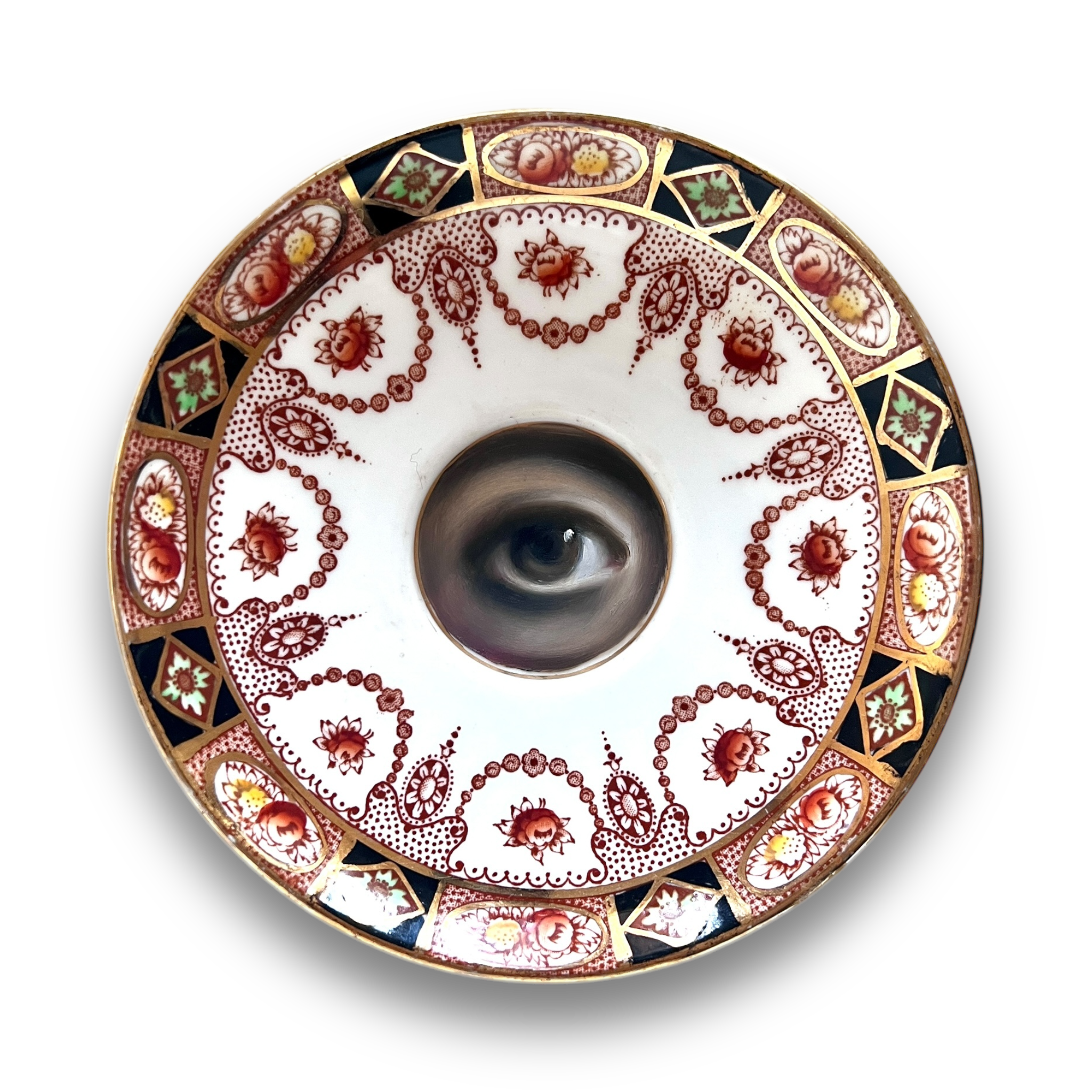No. 3024 Lover's Eye Painting on an English Imari Plate