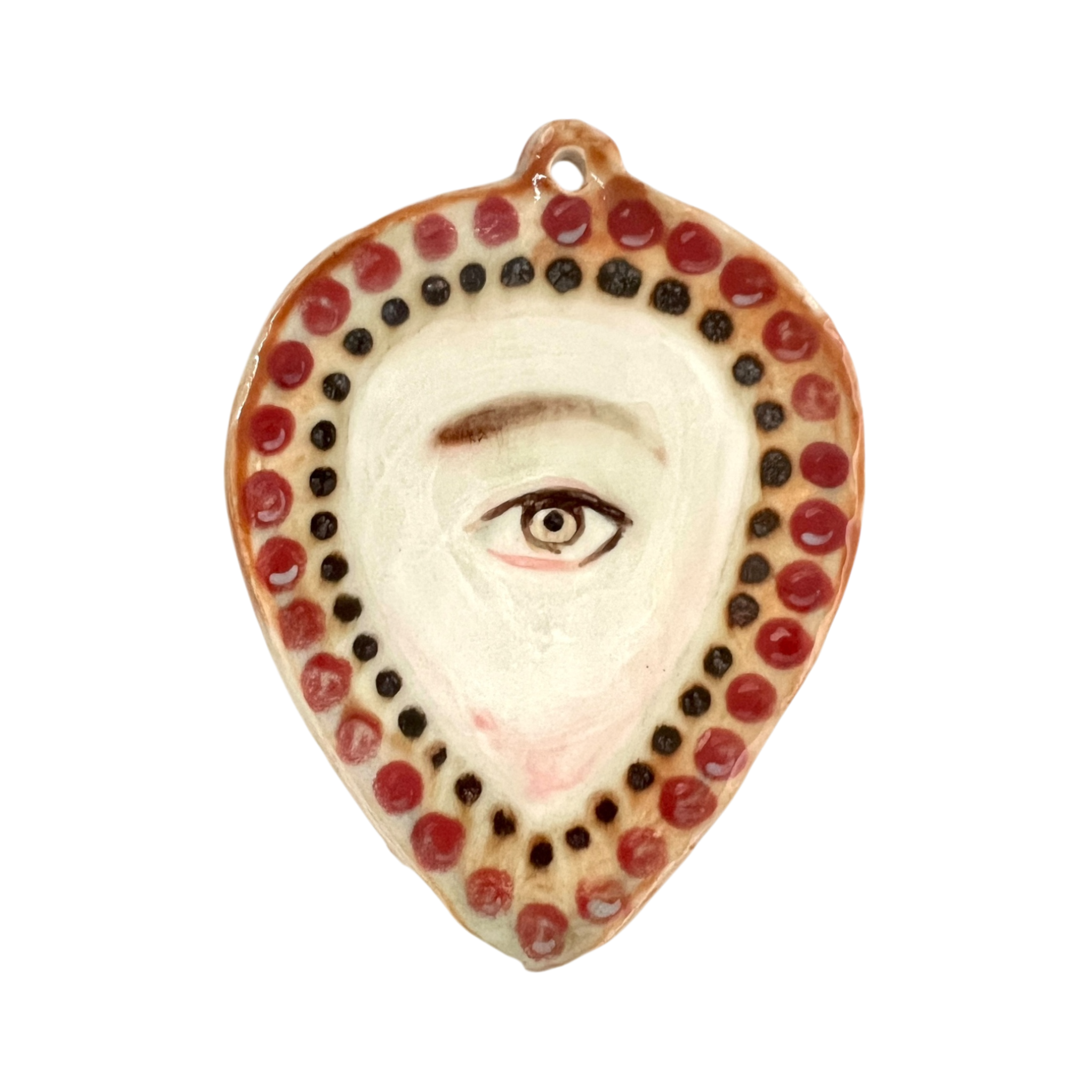 No. 148 Handmade Ornament - Ruby & Jet Teardrop