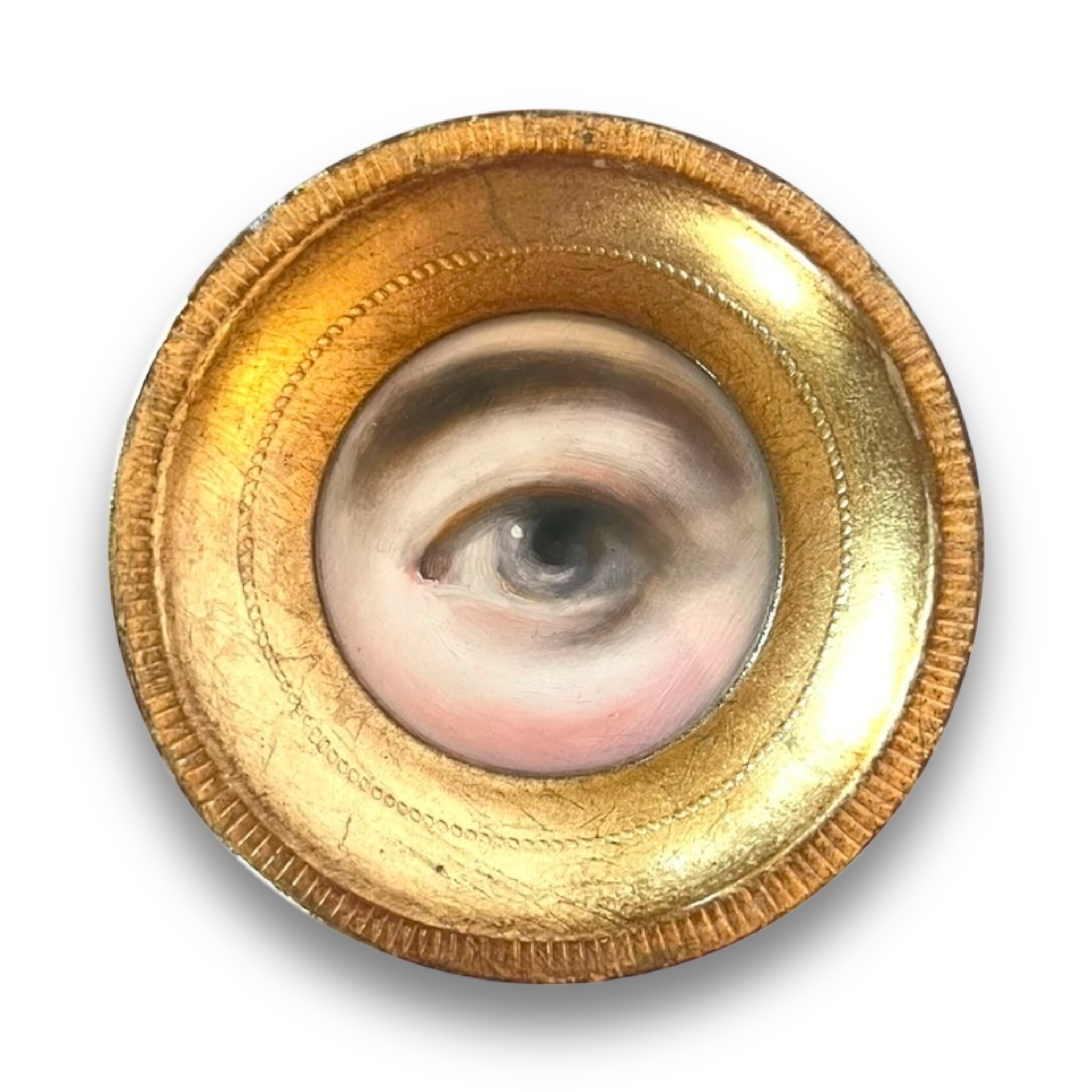 No. 2848 Lover's Eye Painting in an Italian Round Giltwood Frame (3 1/4")
