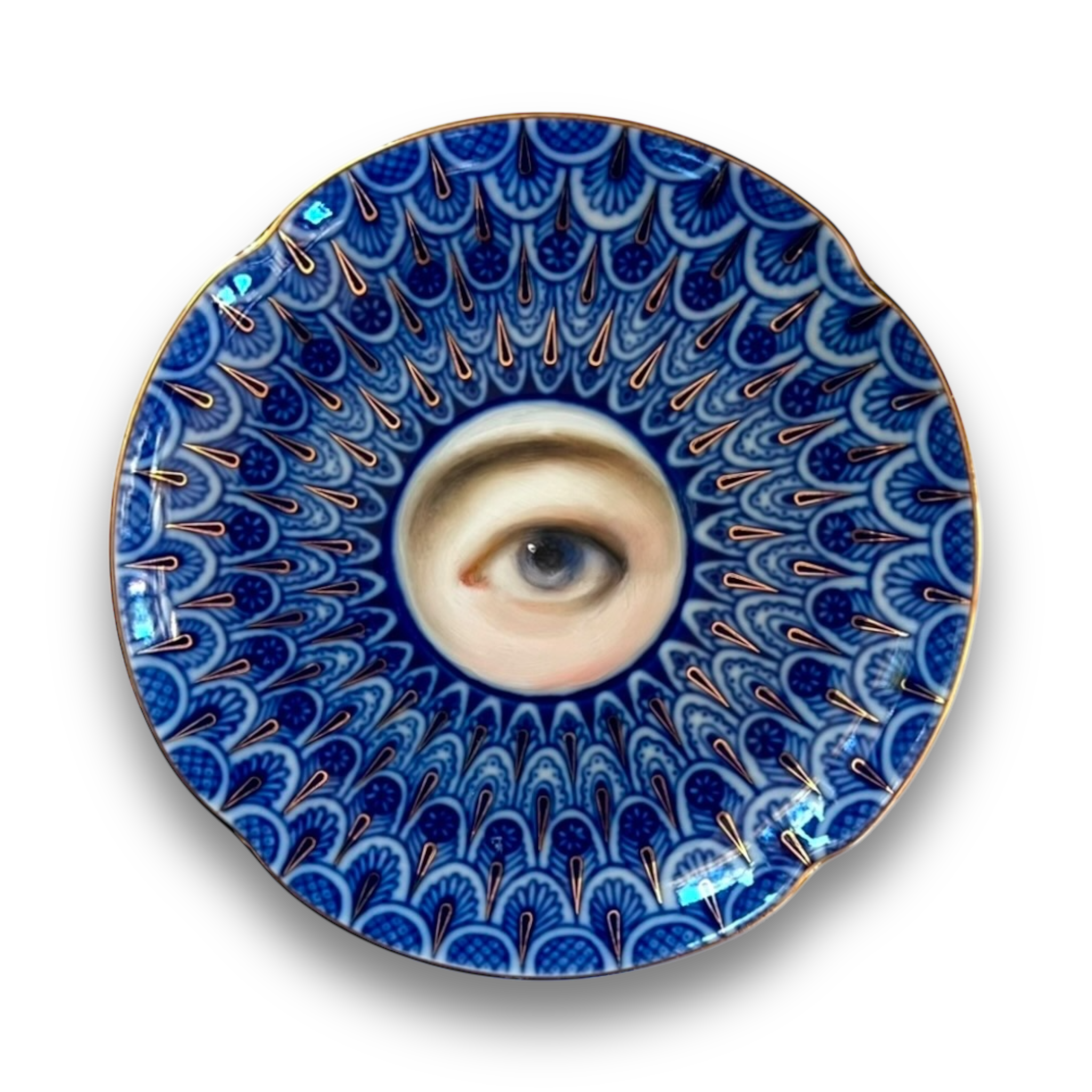 No. 2835 Lover's Eye Painting on a St. Petersburg Blue Plate