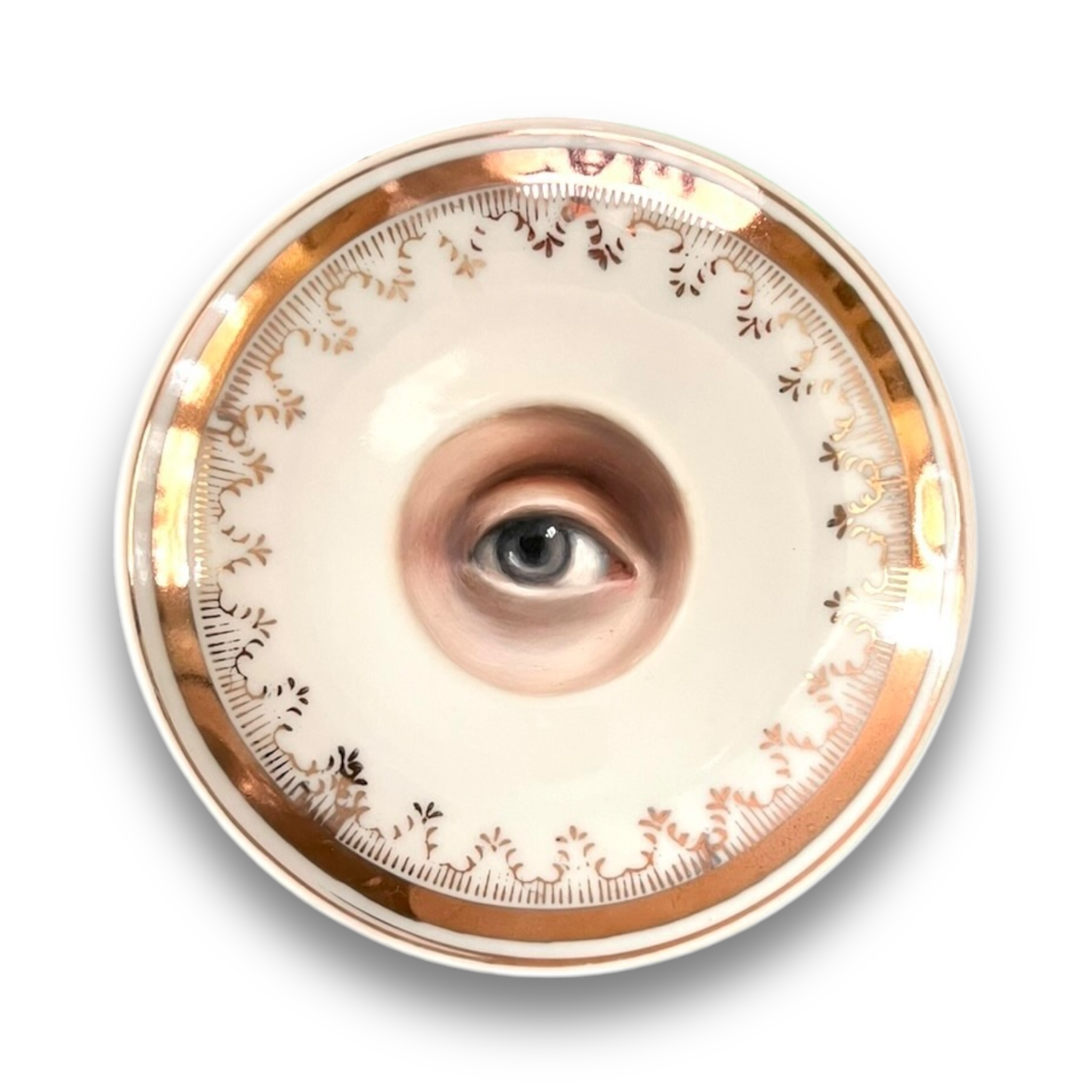 No. 2927 Lover's Eye Painting of Virginia Woolf on a Gilt Border Plate