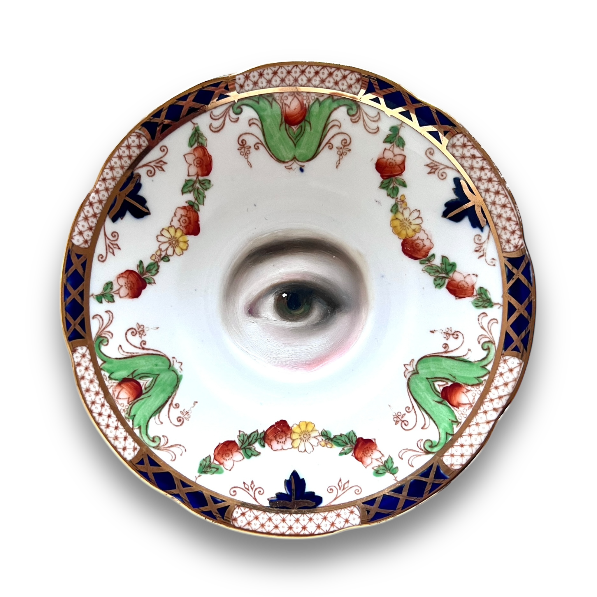 No. 3026 Lover's Eye Painting on an English Imari Plate