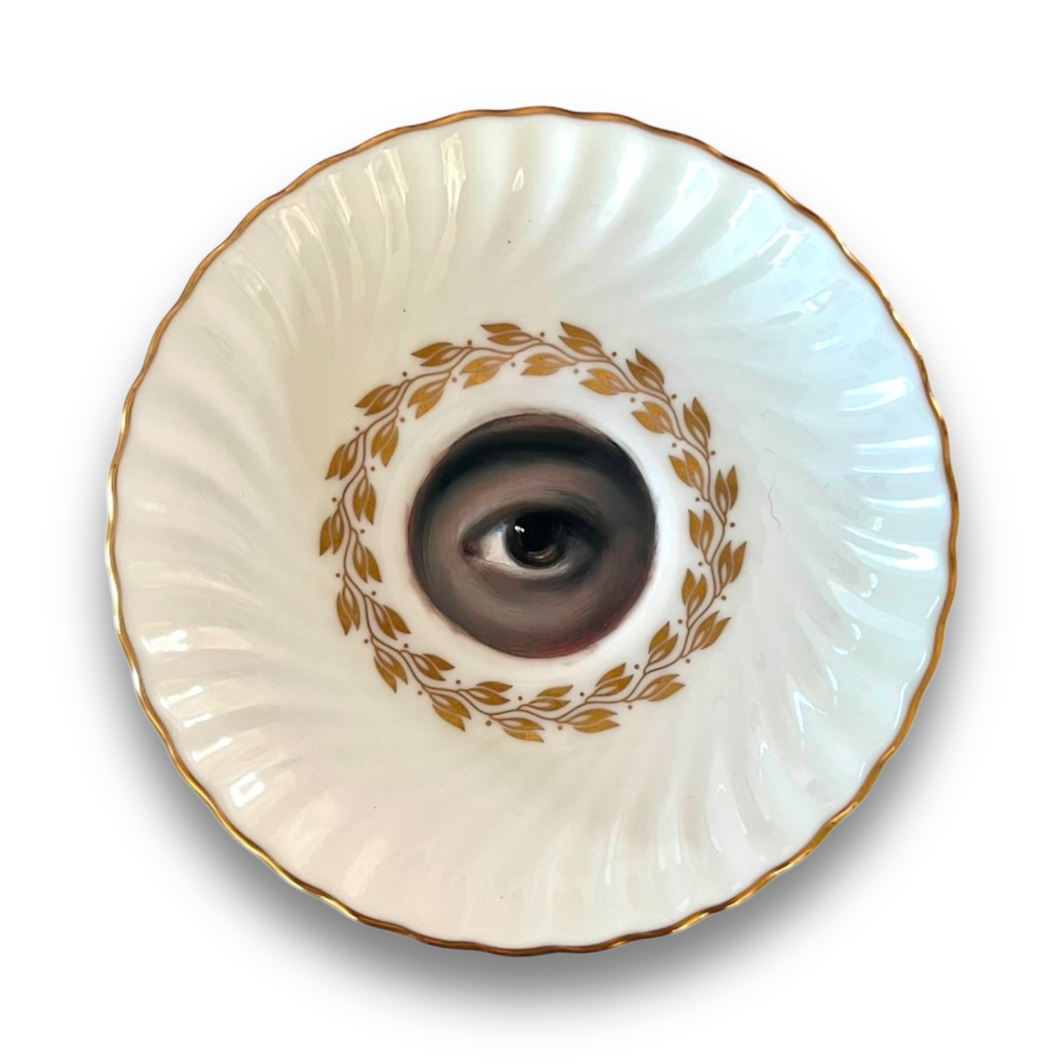No. 2869 Lover's Eye Painting on an English Mintons Gilt Foliate Wreath Plate