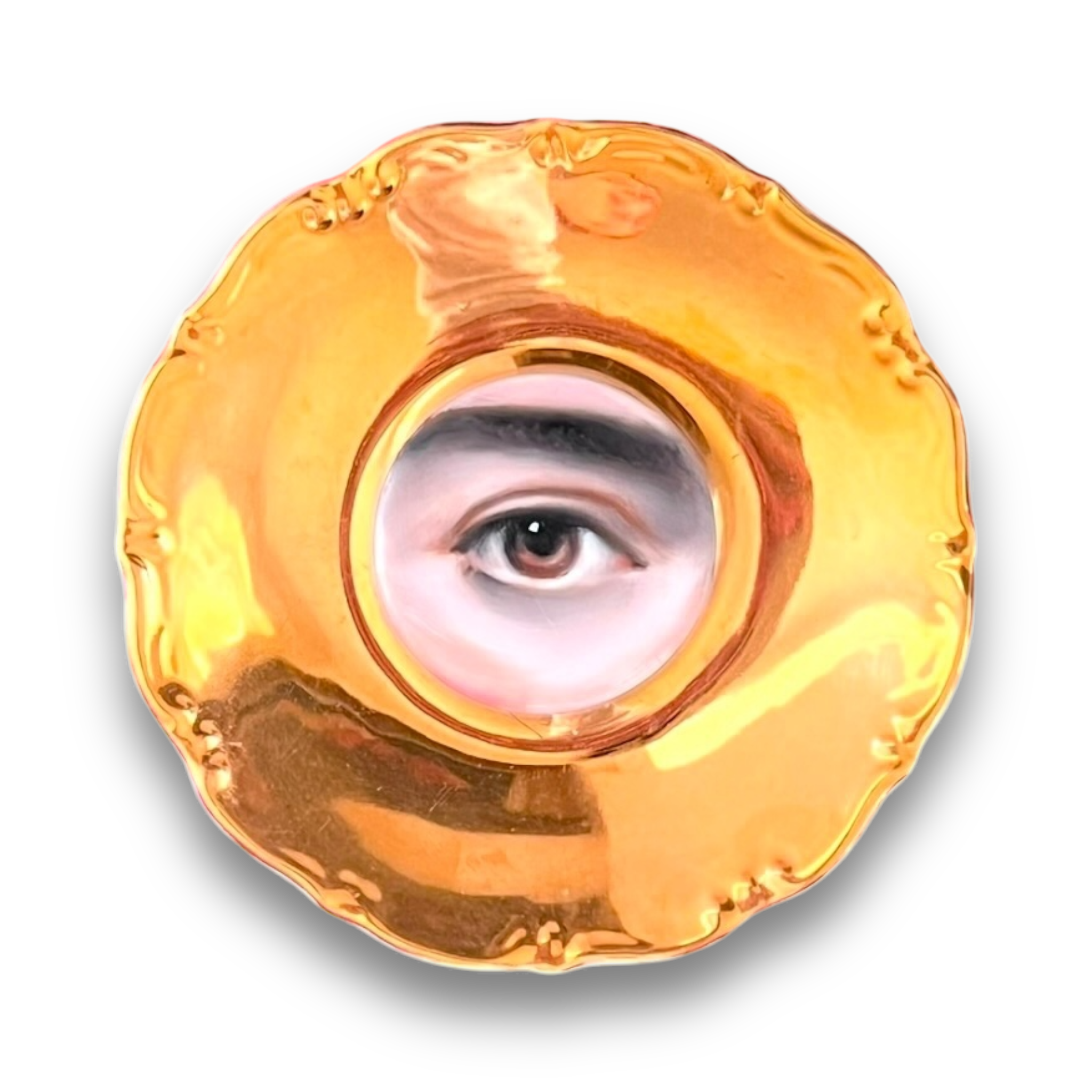No. 2906 Lover's Eye Painting of Frida Kahlo on a Gold Luster Plate