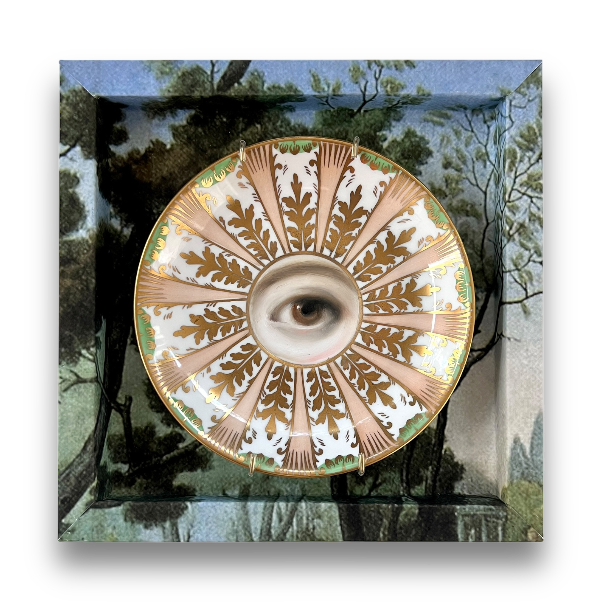 No. 2992 Lover's Eye Painting on an English Pastel Royal Chelsea Plate