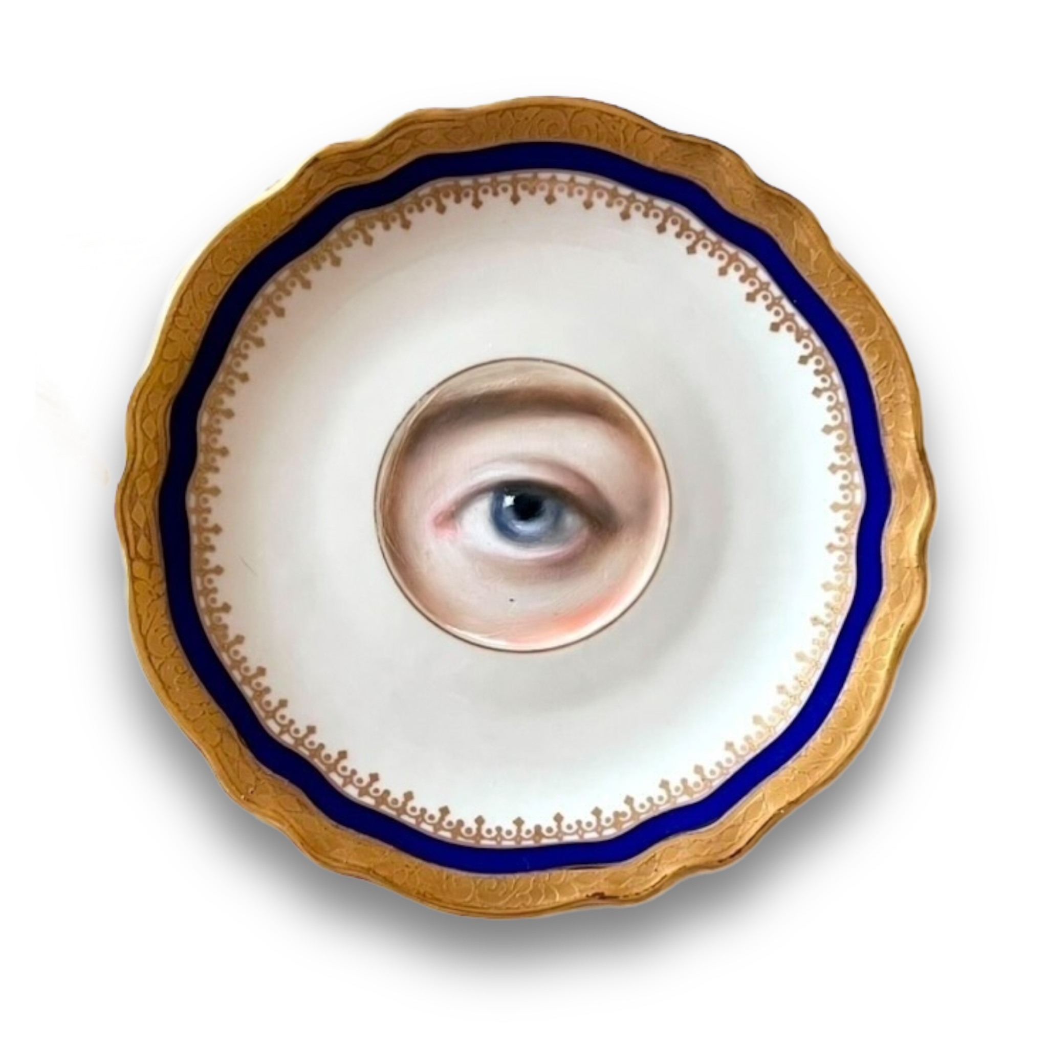 No. 2914 Lover's Eye Painting of Catherine the Great on a Bavarian Cobalt Blue and Gold Plate