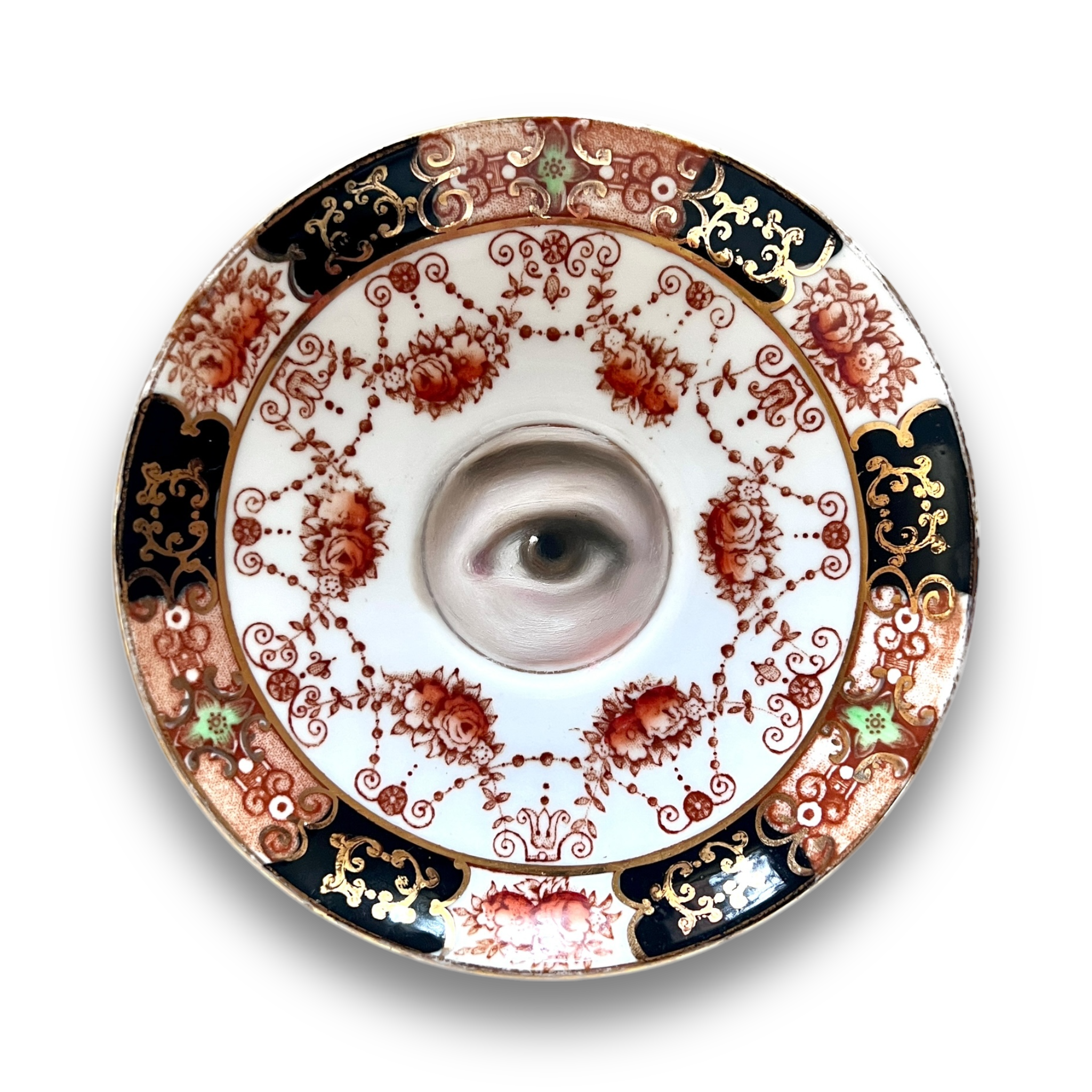 No. 3025 Lover's Eye Painting on an English Imari Plate