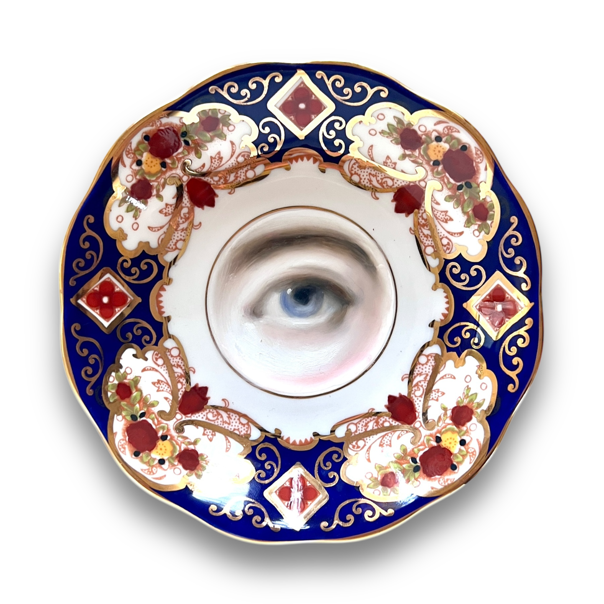 No. 3020 Lover's Eye Painting on an English Imari Plate