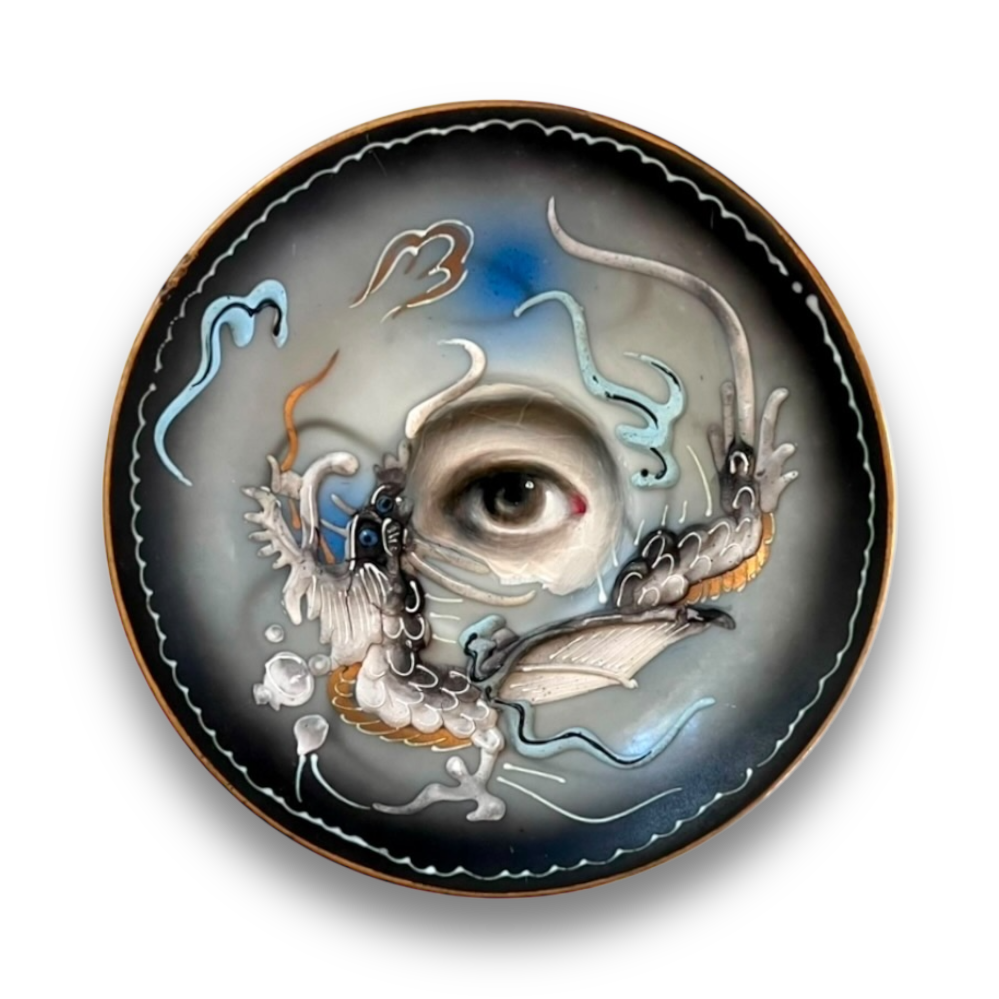 No. 2847 Lover's Eye Painting on a Japanese Dragonware Plate