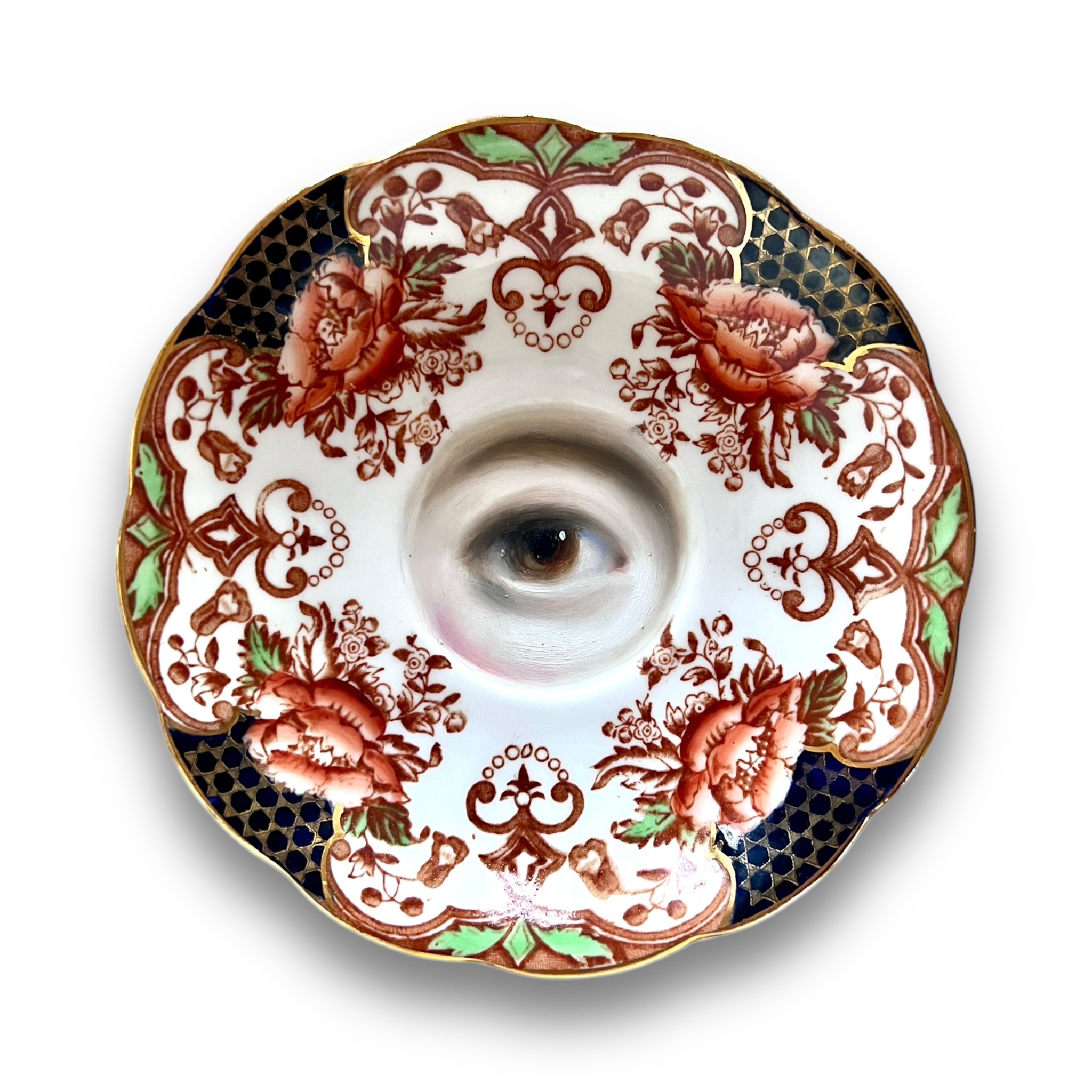 No. 3023 Lover's Eye Painting on an English Imari Plate