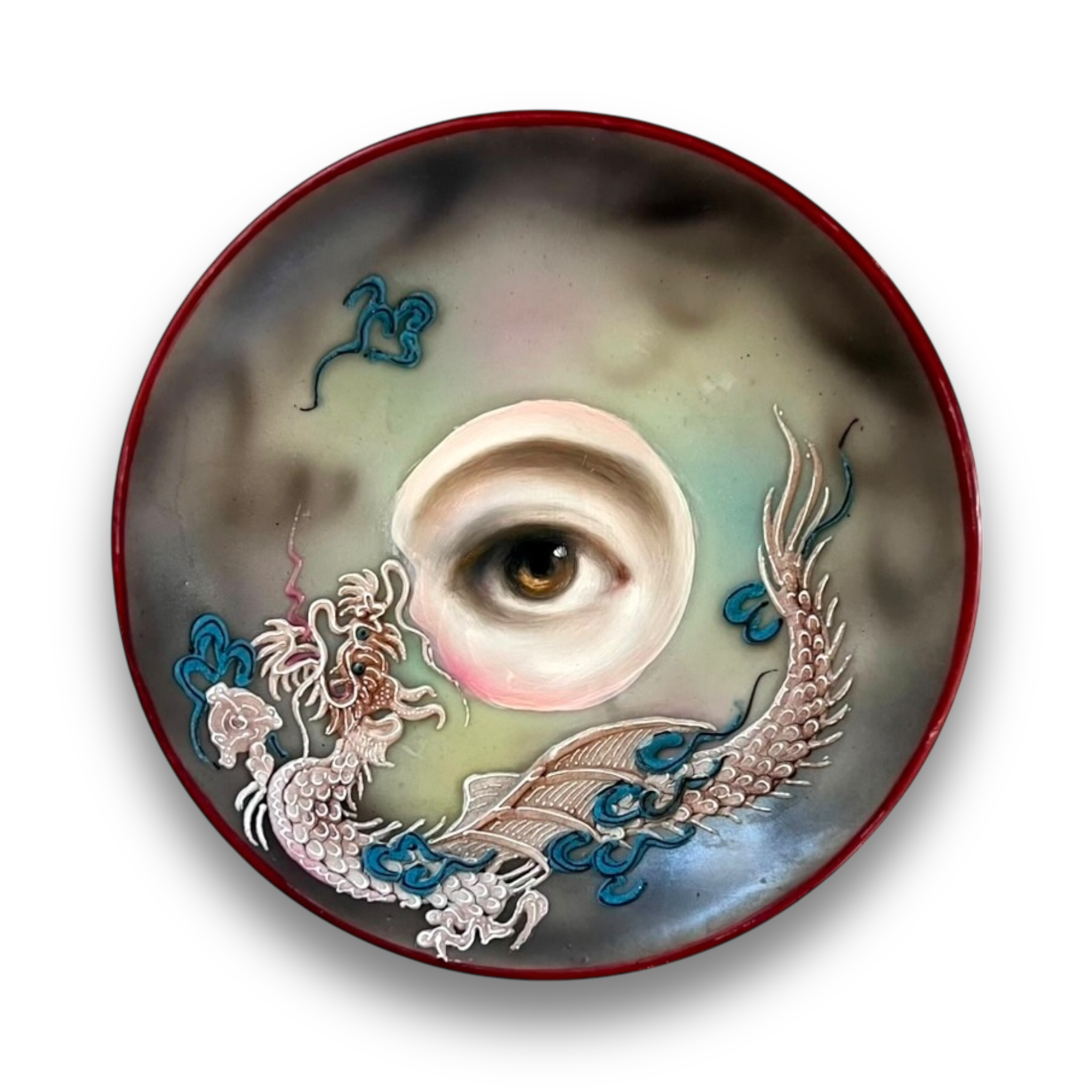 No. 2846 Lover's Eye Painting on a Japanese Dragonware Plate