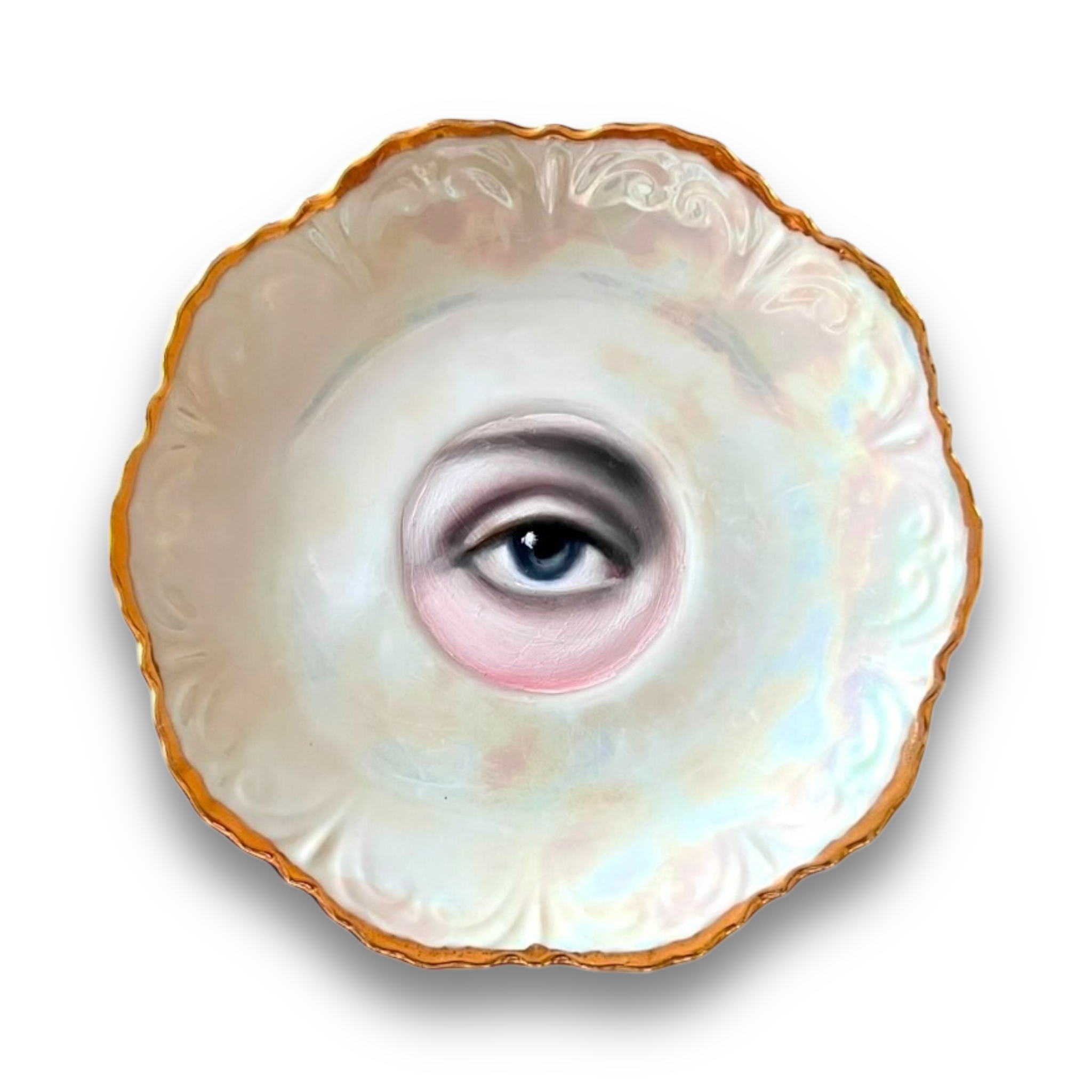 No. 2915 Lover's Eye Painting of Louisa May Alcott on an Pearl Luster Plate