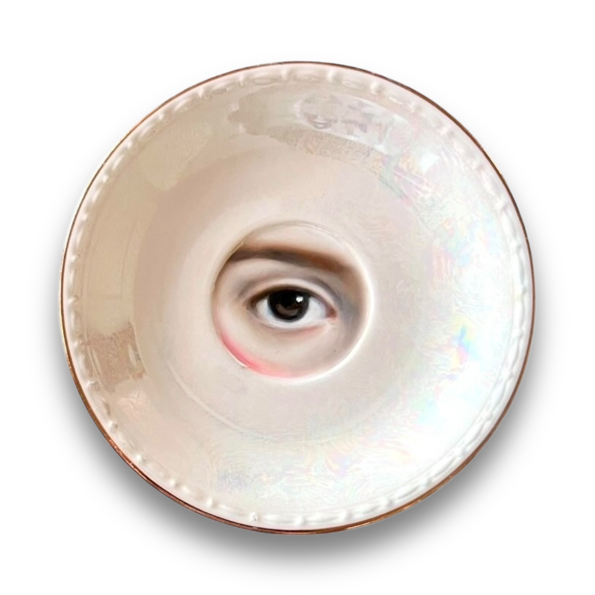 No. 2916 Lover's Eye Painting of Emily Dickenson on an Pearl Luster Plate
