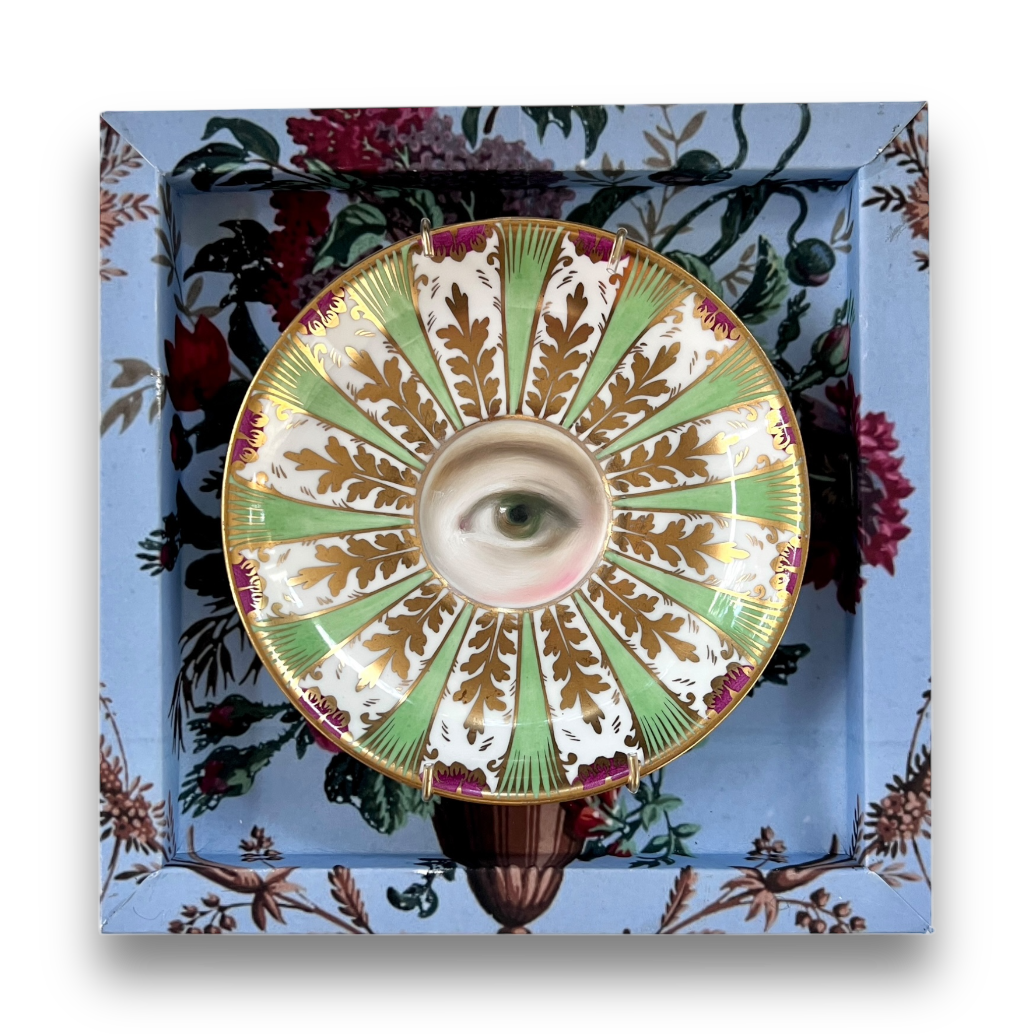 No. 2994 Lover's Eye Painting on an English Pastel Royal Chelsea Plate