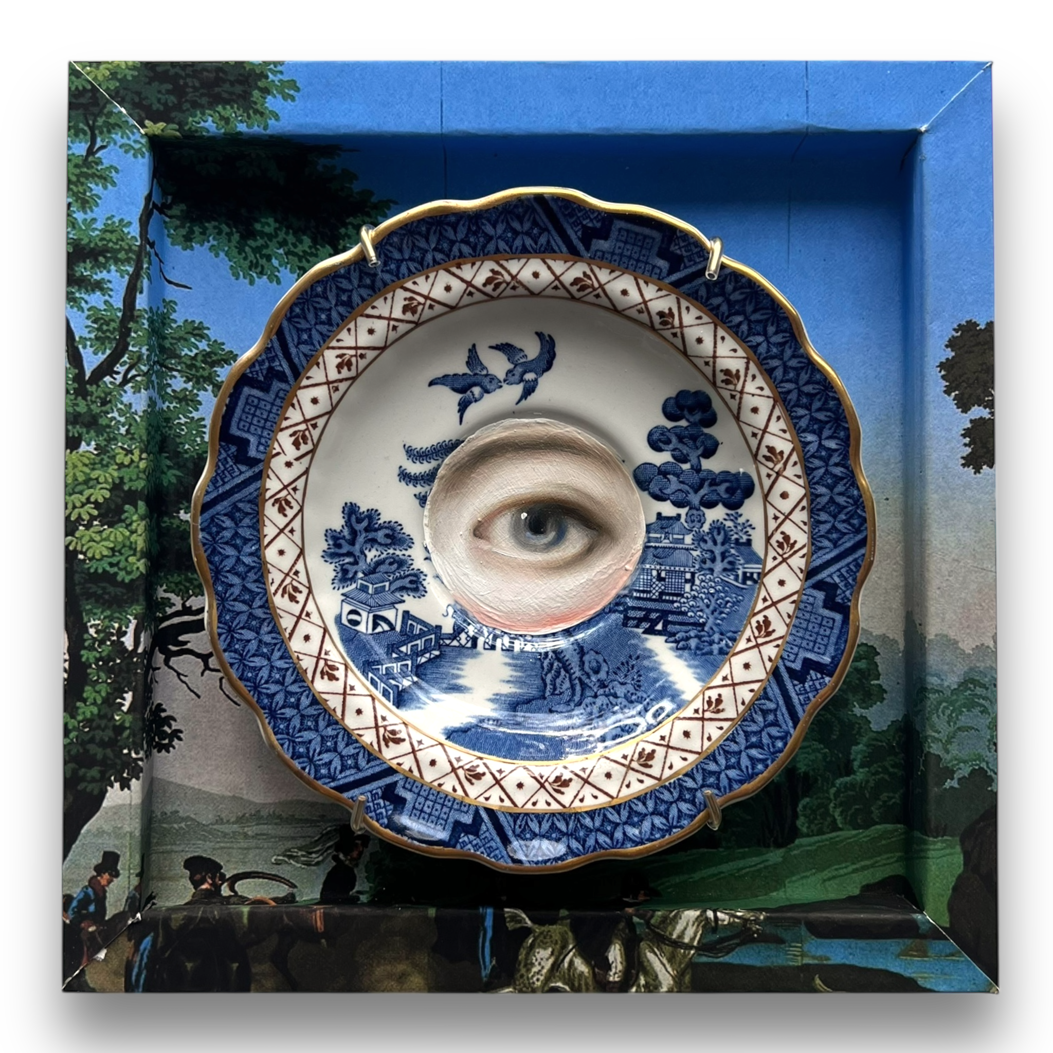 **Reserved for KMD** No. 2894 Lover's Eye Painting on an English Real Old Willow Plate