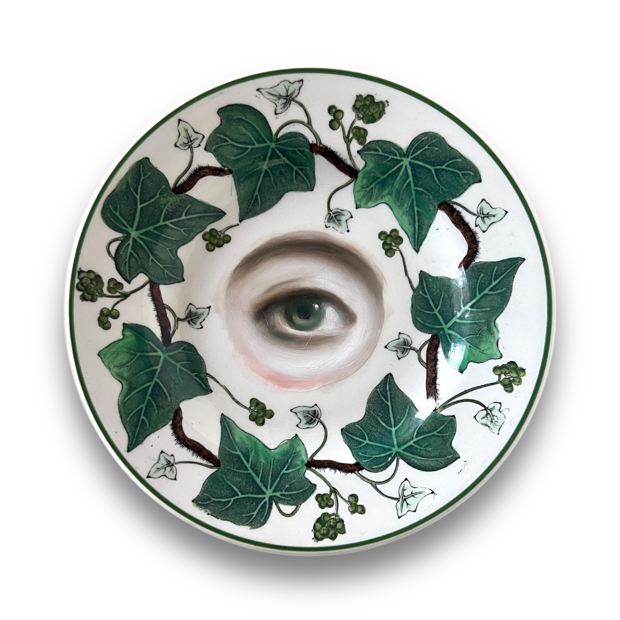 No. 3090 Lover's Eye Painting on a Wedgwood Napoleon Ivy Plate