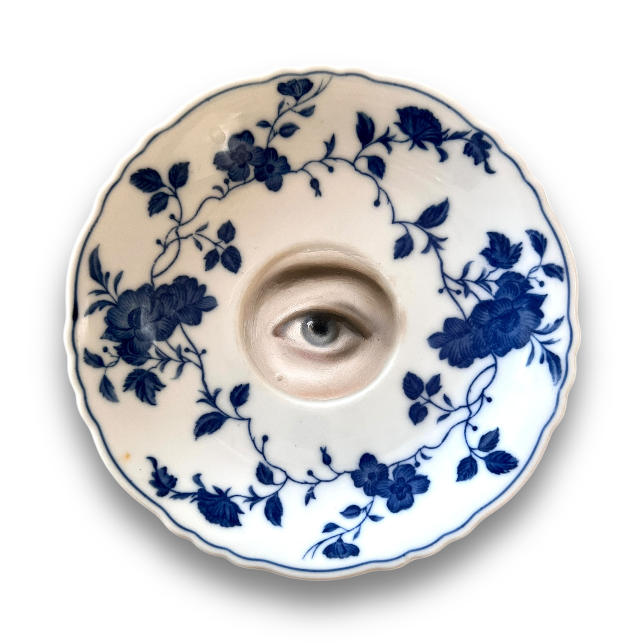 No. 3081 Lover's Eye Painting on a Royal Meissen Blue & White Plate
