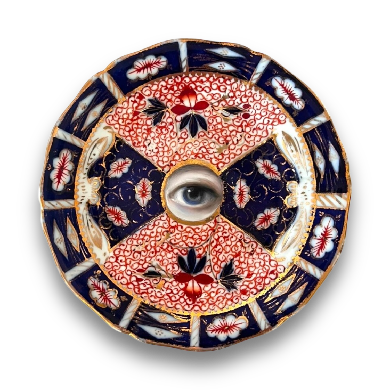 No. 2866 Lover's Eye Painting on an English Imari Plate