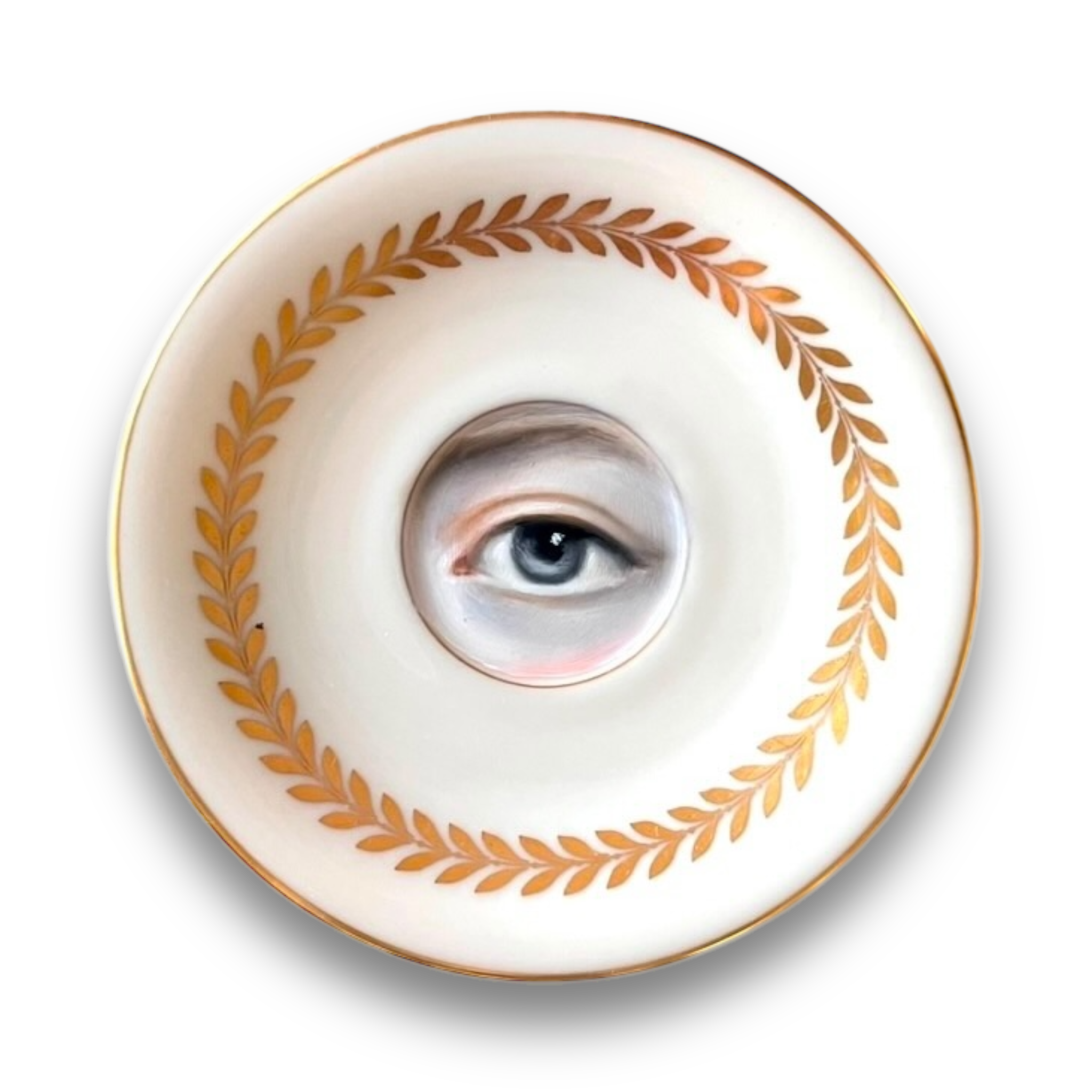 No. 2918 Lover's Eye Painting of Elisabeth Vigee Le Brun on a Gilt Foliate Plate