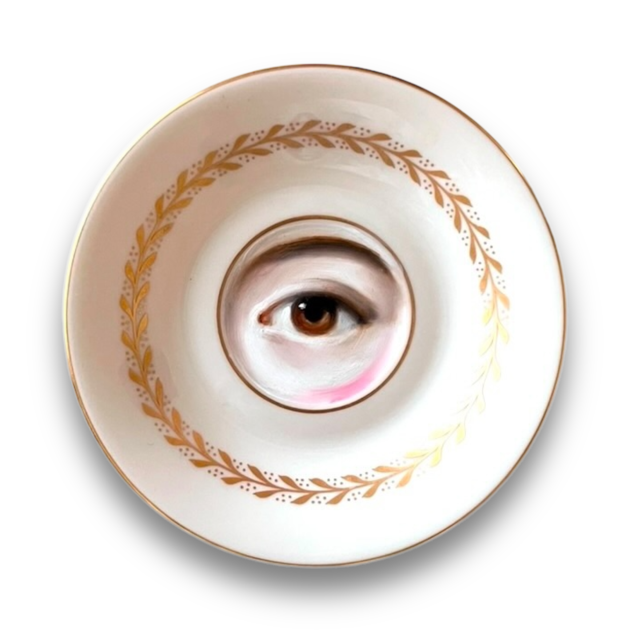 No. 2917 Lover's Eye Painting of Jane Austen on a Gilt Foliate Plate