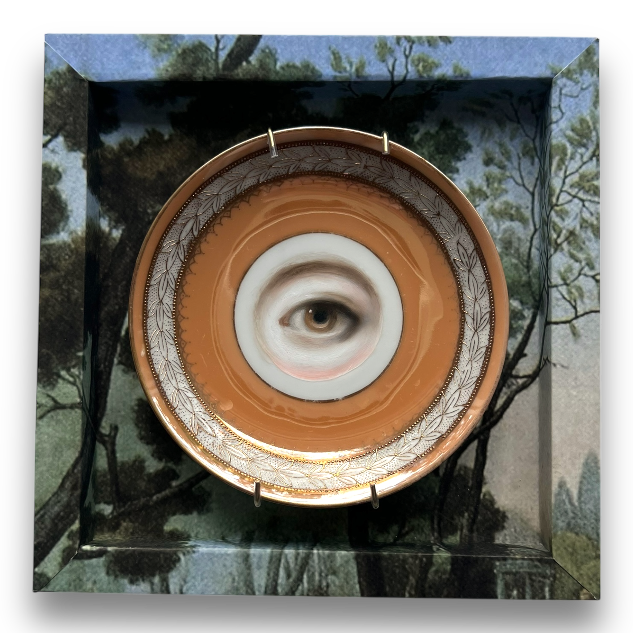 **Reserved for KMD** No. 2898 Lover's Eye Painting on a Peach Luster Plate