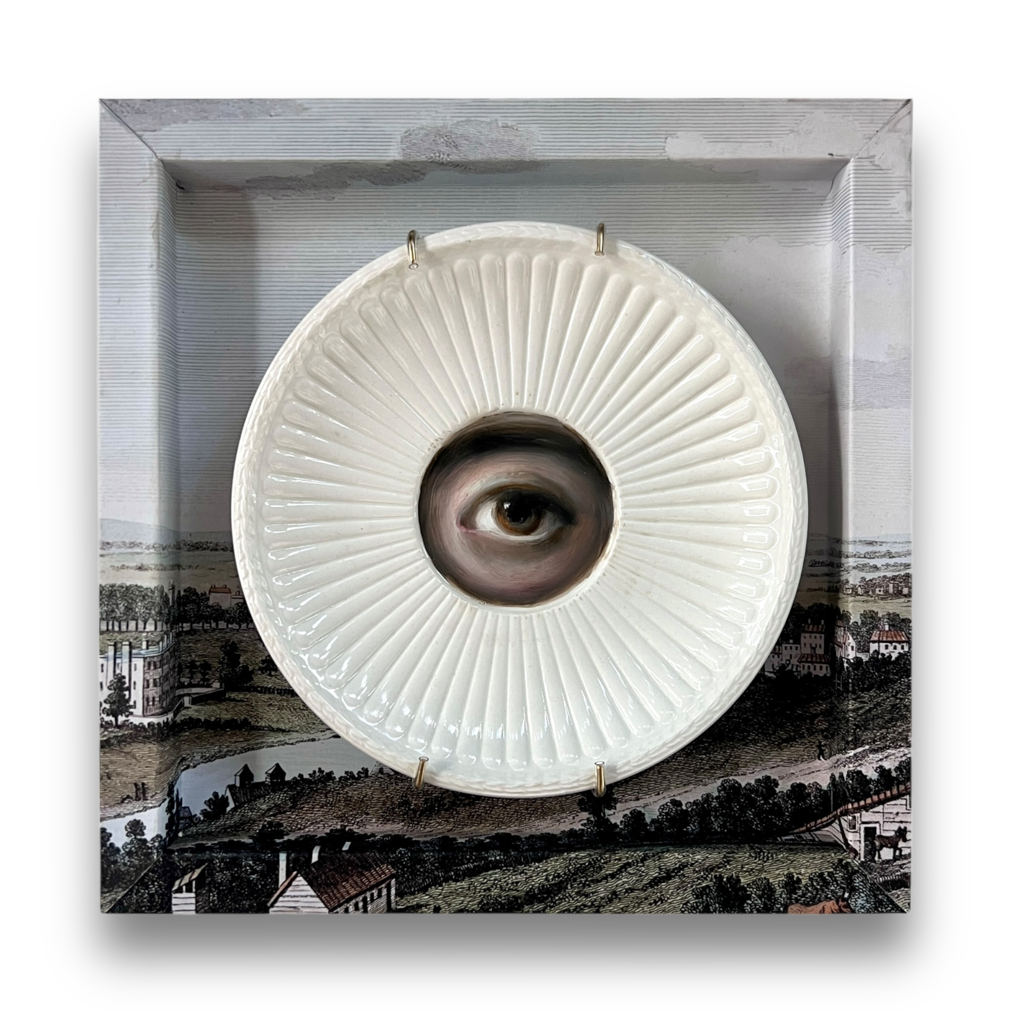 No. 3004 Lover's Eye Painting on a White Wedgwood Plate