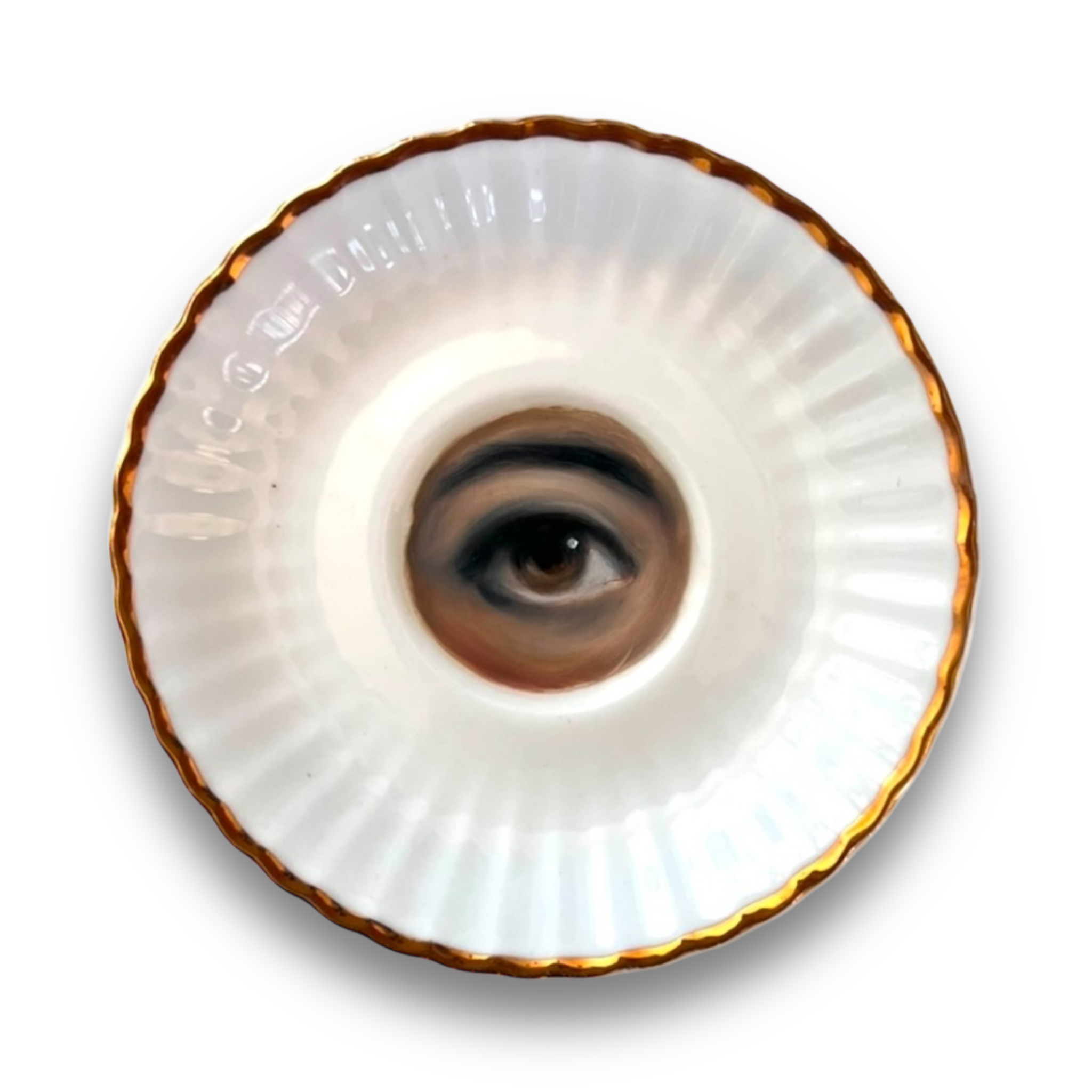 No. 2823 Lover's Eye Painting on an English Gold Fluted Plate