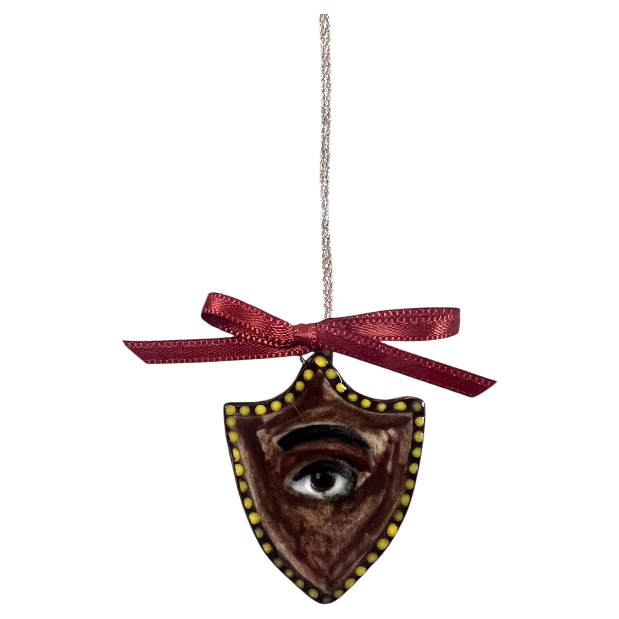 No. 107 Lover's Eye Charm with 10k Gold Chain - Beaded Gold Shield