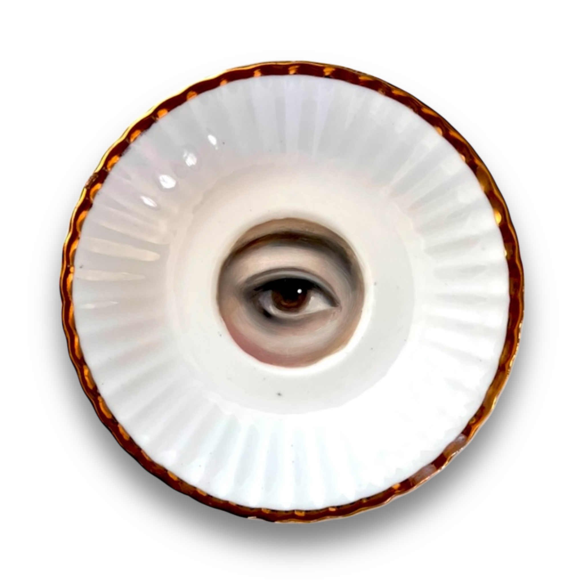 No. 2822 Lover's Eye Painting on an English Gold Fluted Plate