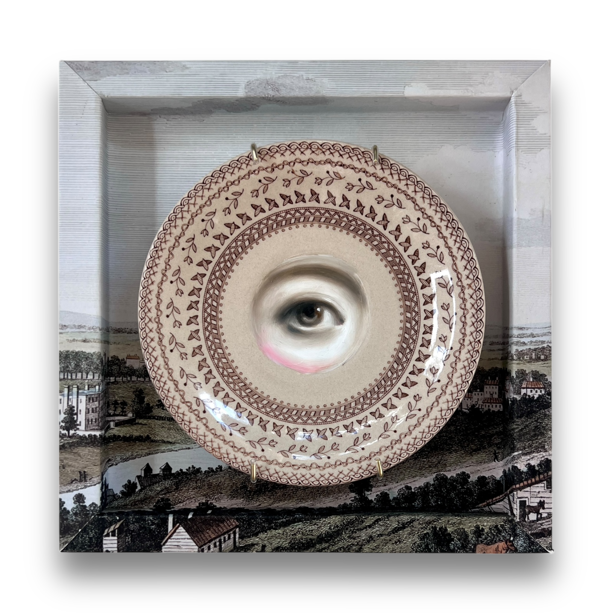 No. 3003 Lover's Eye Painting on an English Staffordshire Plate