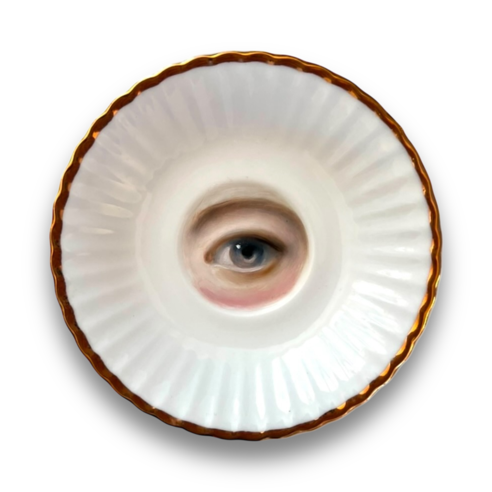 No. 2824 Lover's Eye Painting on an English Gold Fluted Plate