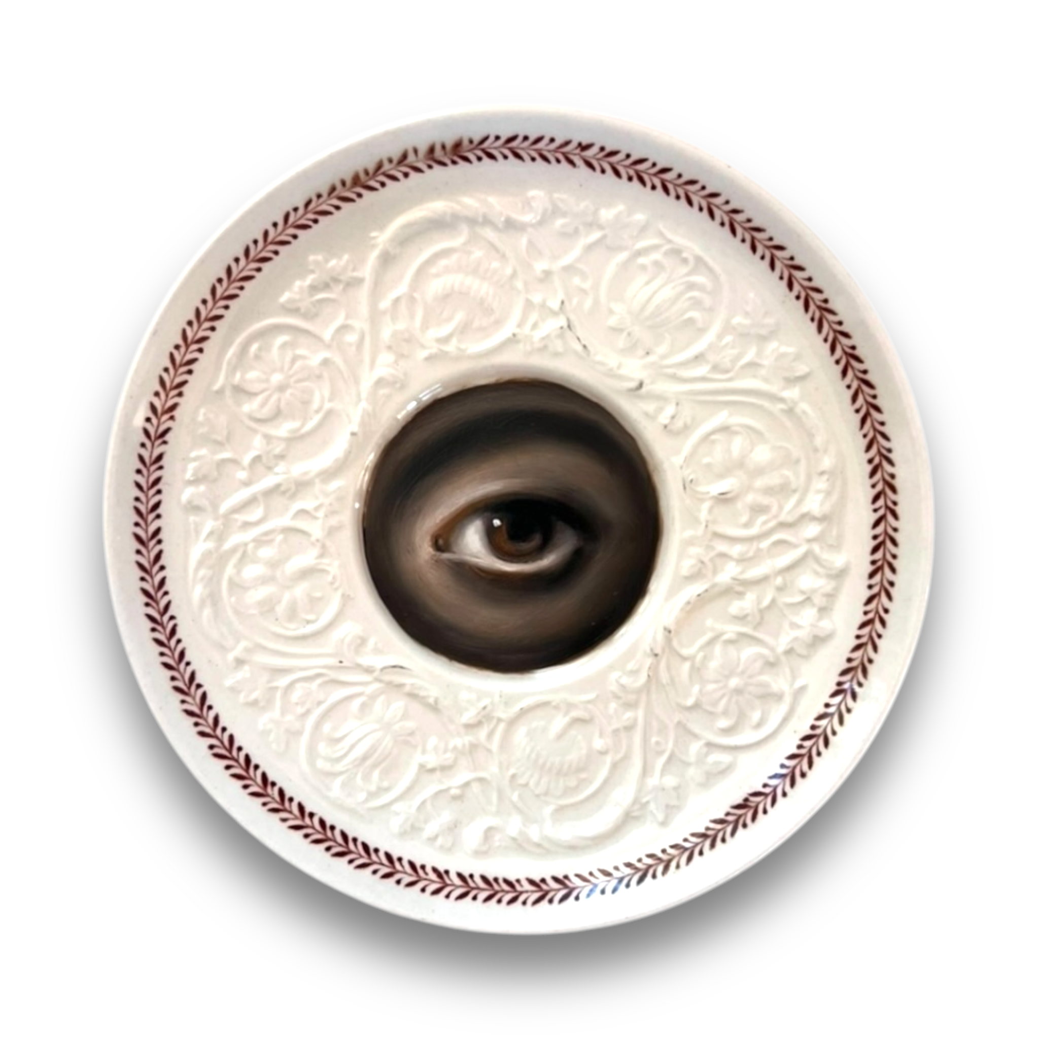 No. 2827 Lover's Eye Painting on a Wedgwood "Patrician" White Plate