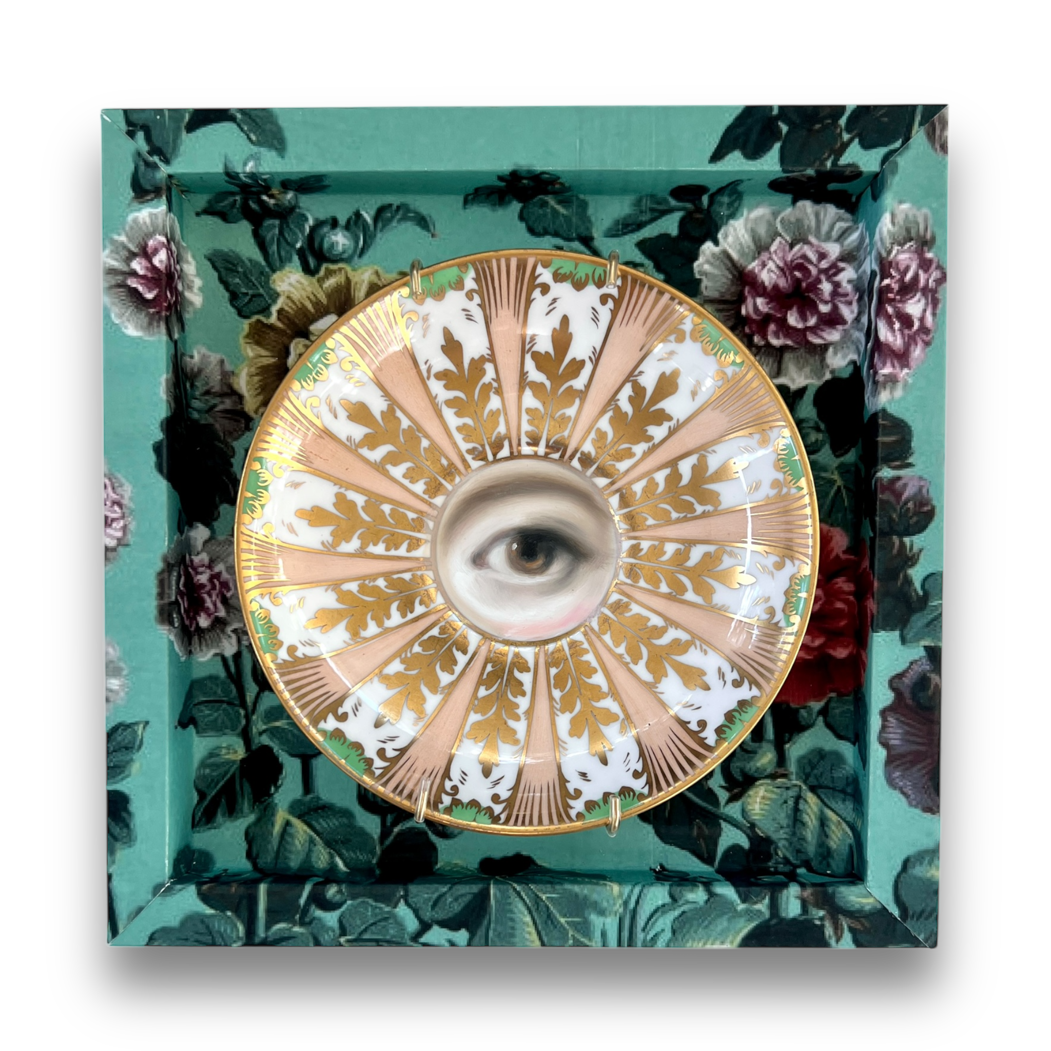 No. 2993 Lover's Eye Painting on an English Pastel Royal Chelsea Plate