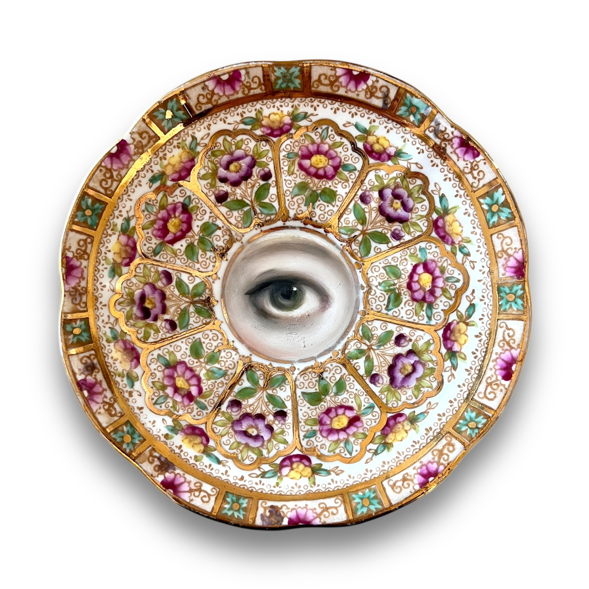 No. 3093 Lover's Eye Painting on an English Botanical Plate