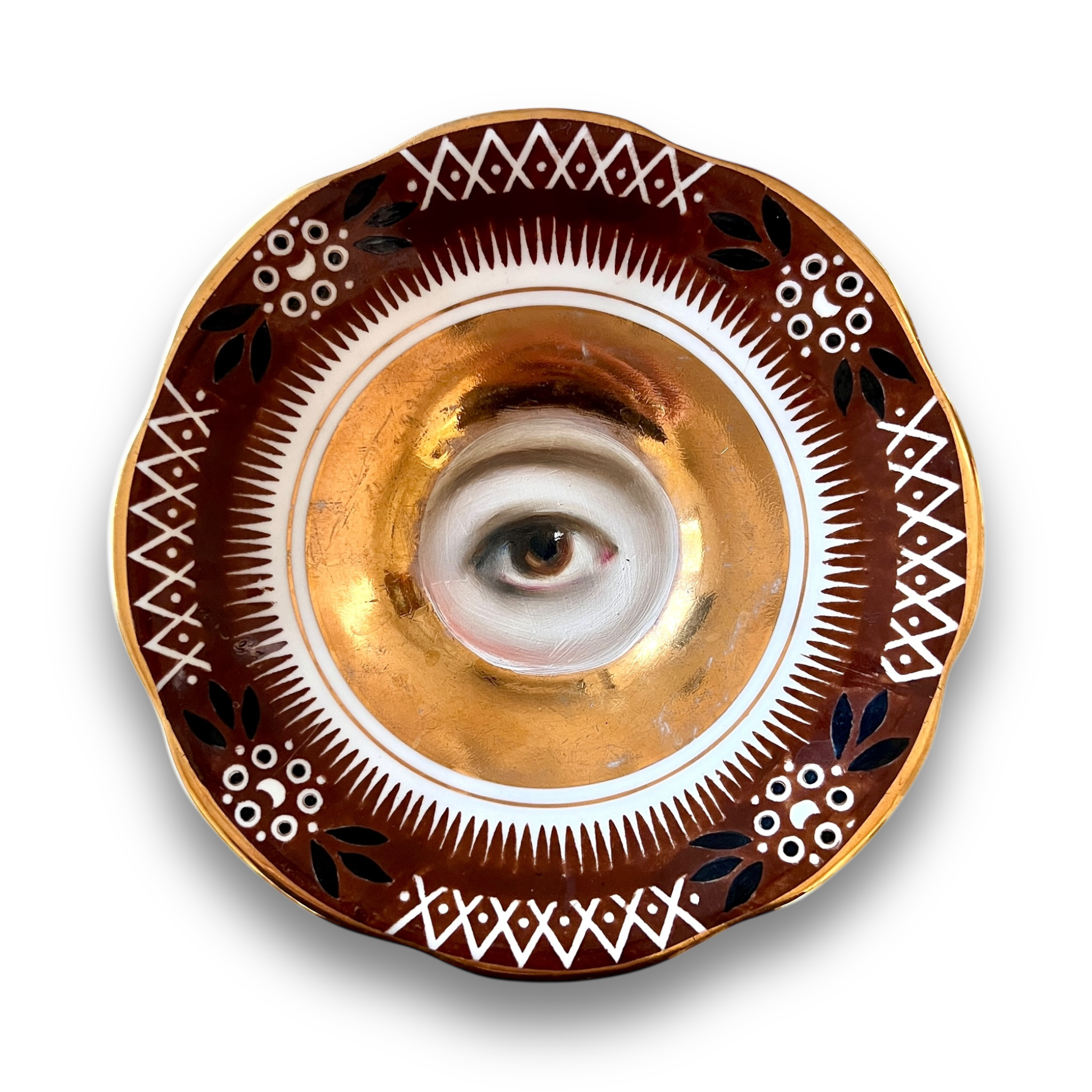 No. 3095 Lover's Eye Painting on an English Gold Luster Plate