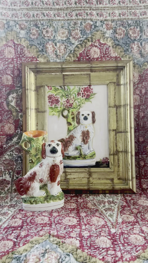 New! - Frances the Red & White Staffordshire Dog (Spill Vase) and Her Portrait