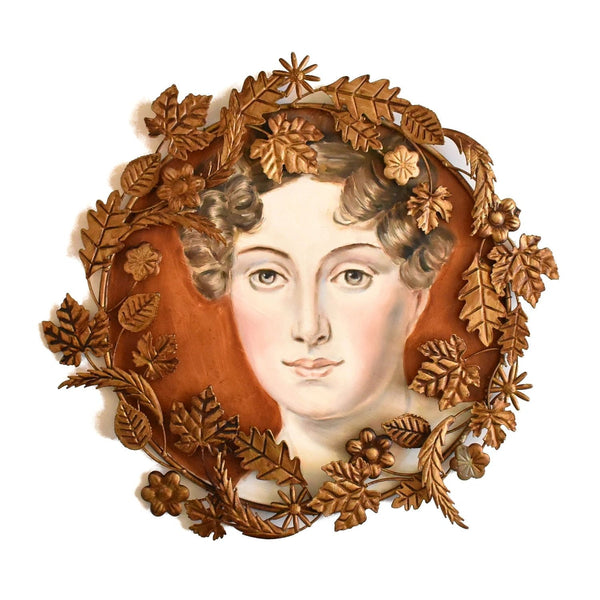 Portrait of a Lady in a Floral Tole Frame