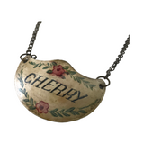 Antique French Enamel "Cherry" Liquor Decanter Tag