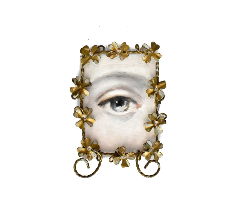 Lover's Eye Painting in a Miniature Tole Floral Frame
