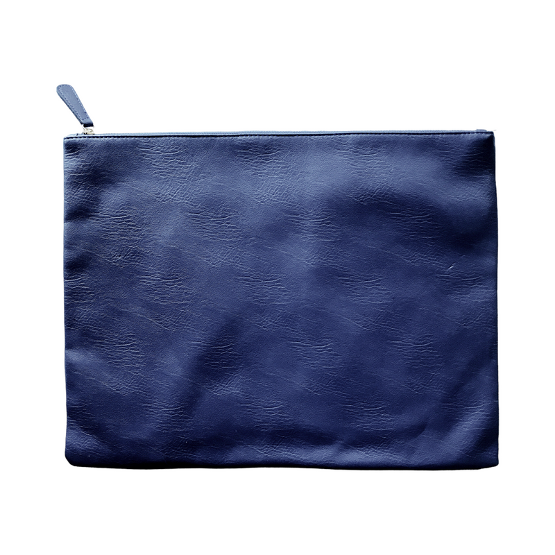 Large Blue Faux-Leather Clutch