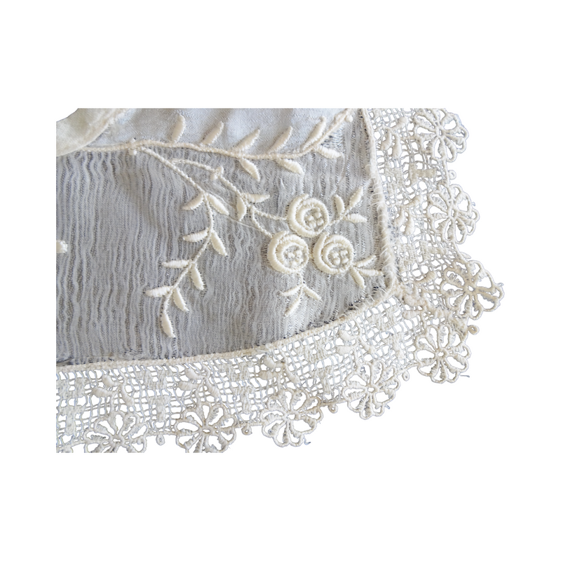 Antique White Silk Lace and Embroidery Collar